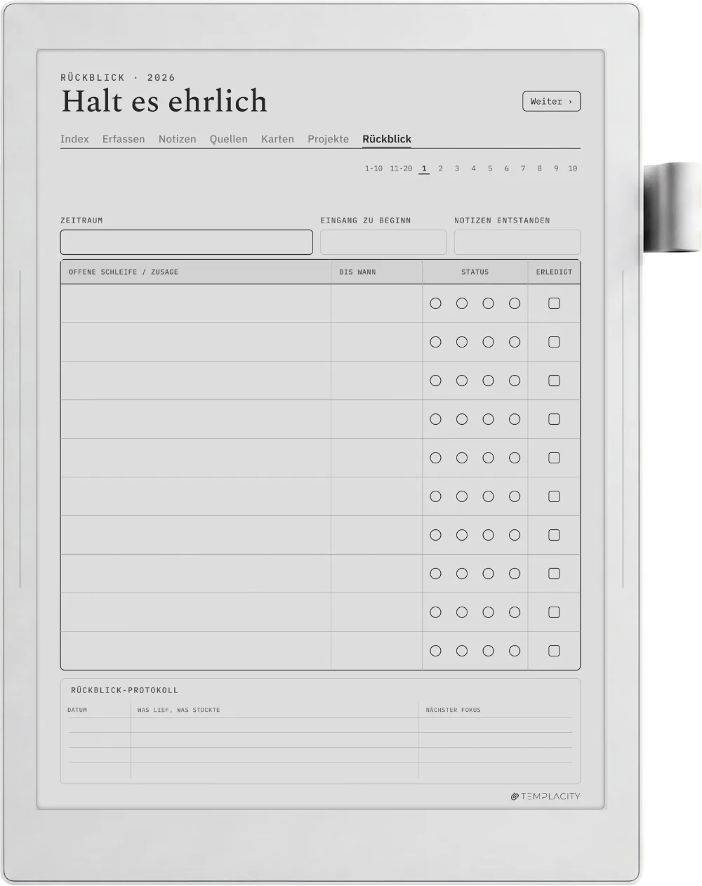 The Planner · Zettelkasten Supernote Manta Seite 5