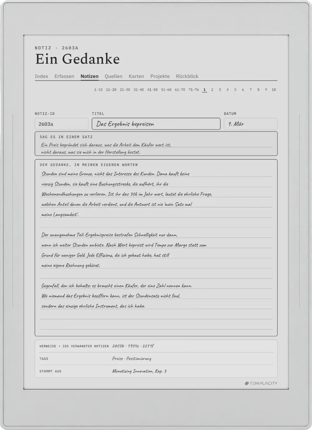 The Planner auf dem Supernote Nomad
