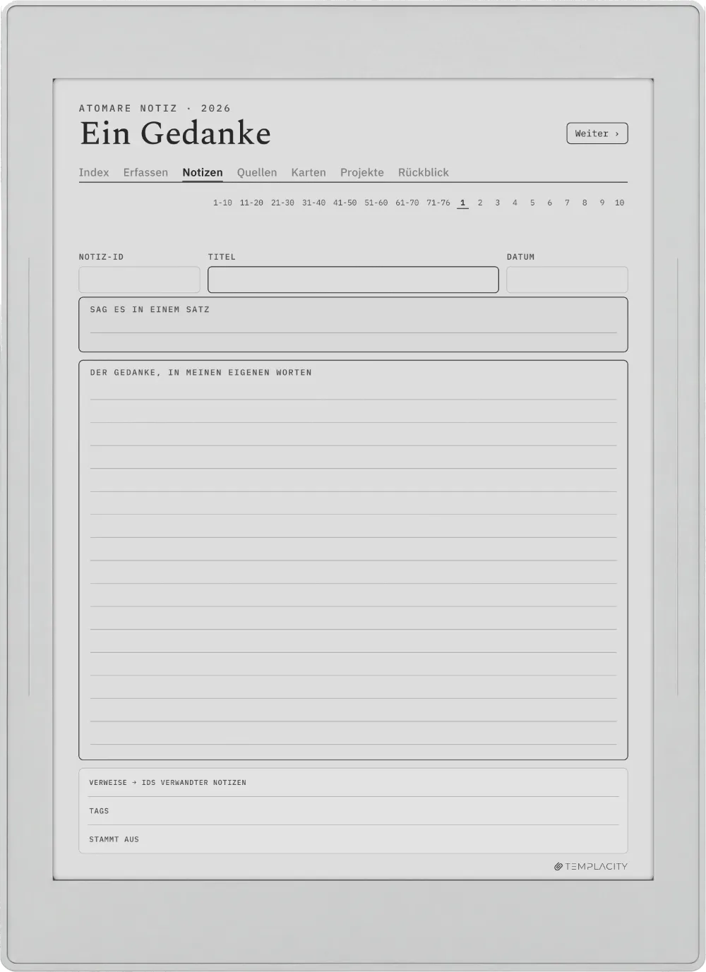 Der Planer: Die atomare Notiz
