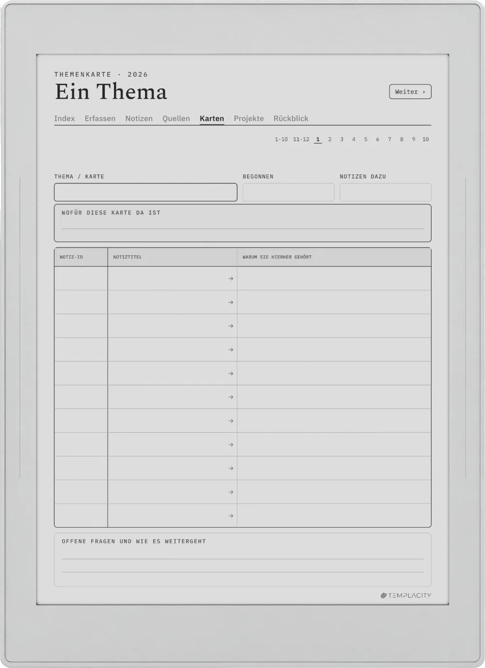 The Planner · Zettelkasten Supernote Nomad Seite 3