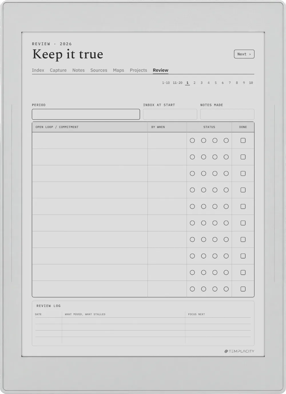 The Planner · Zettelkasten Supernote Nomad page 5