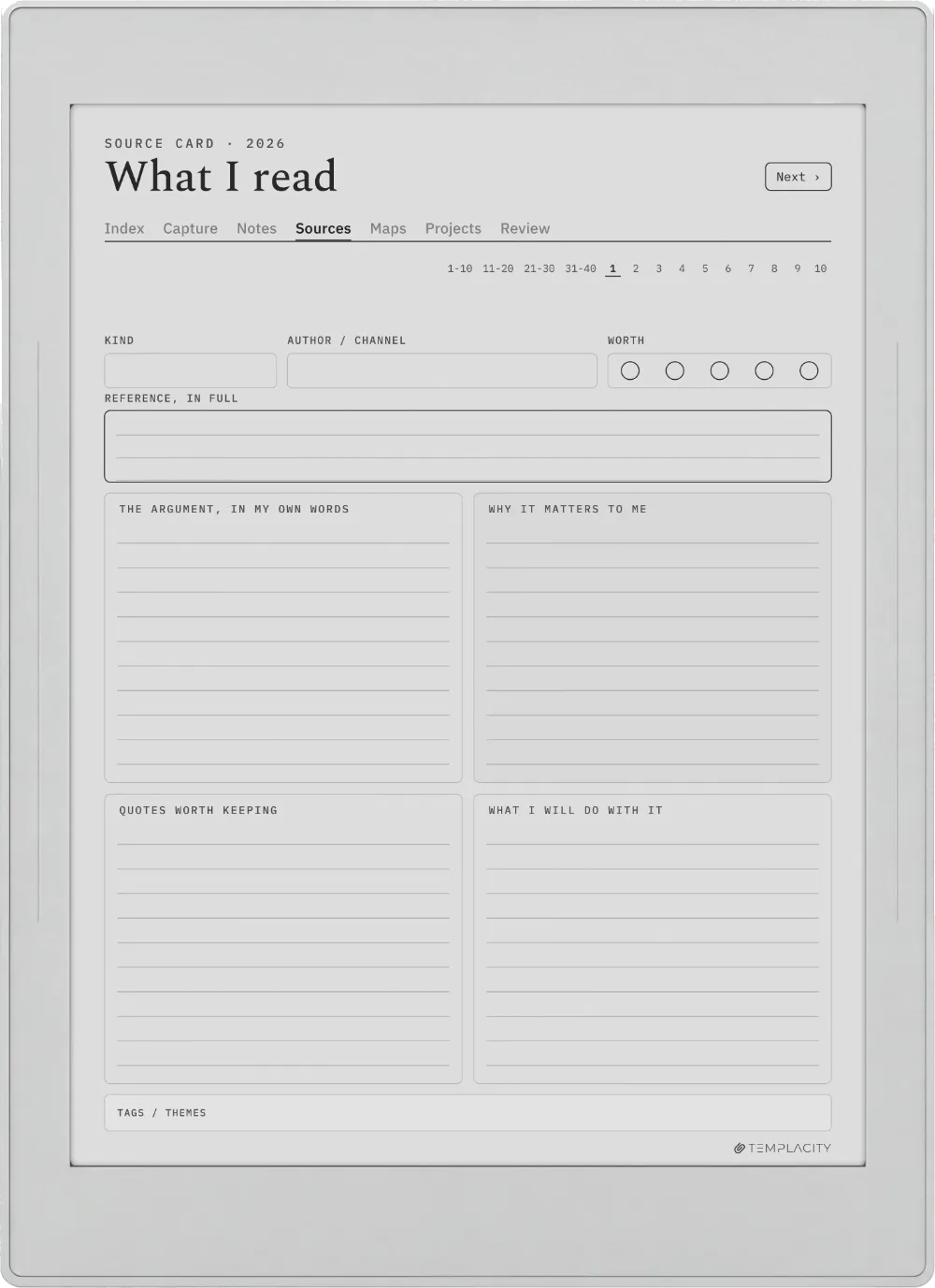The Planner · Zettelkasten Supernote Nomad page 2