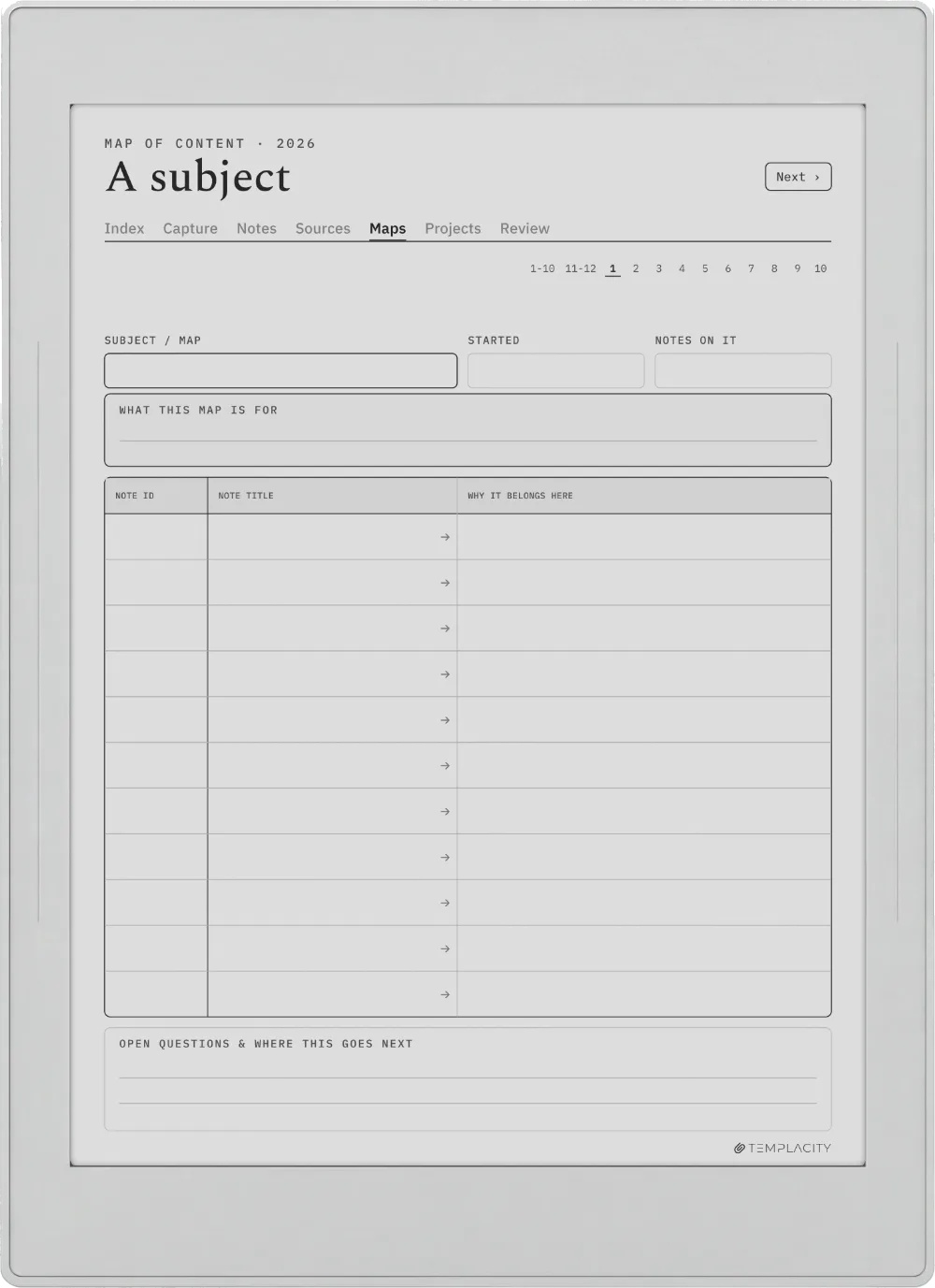 The Planner · Zettelkasten Supernote Nomad page 3