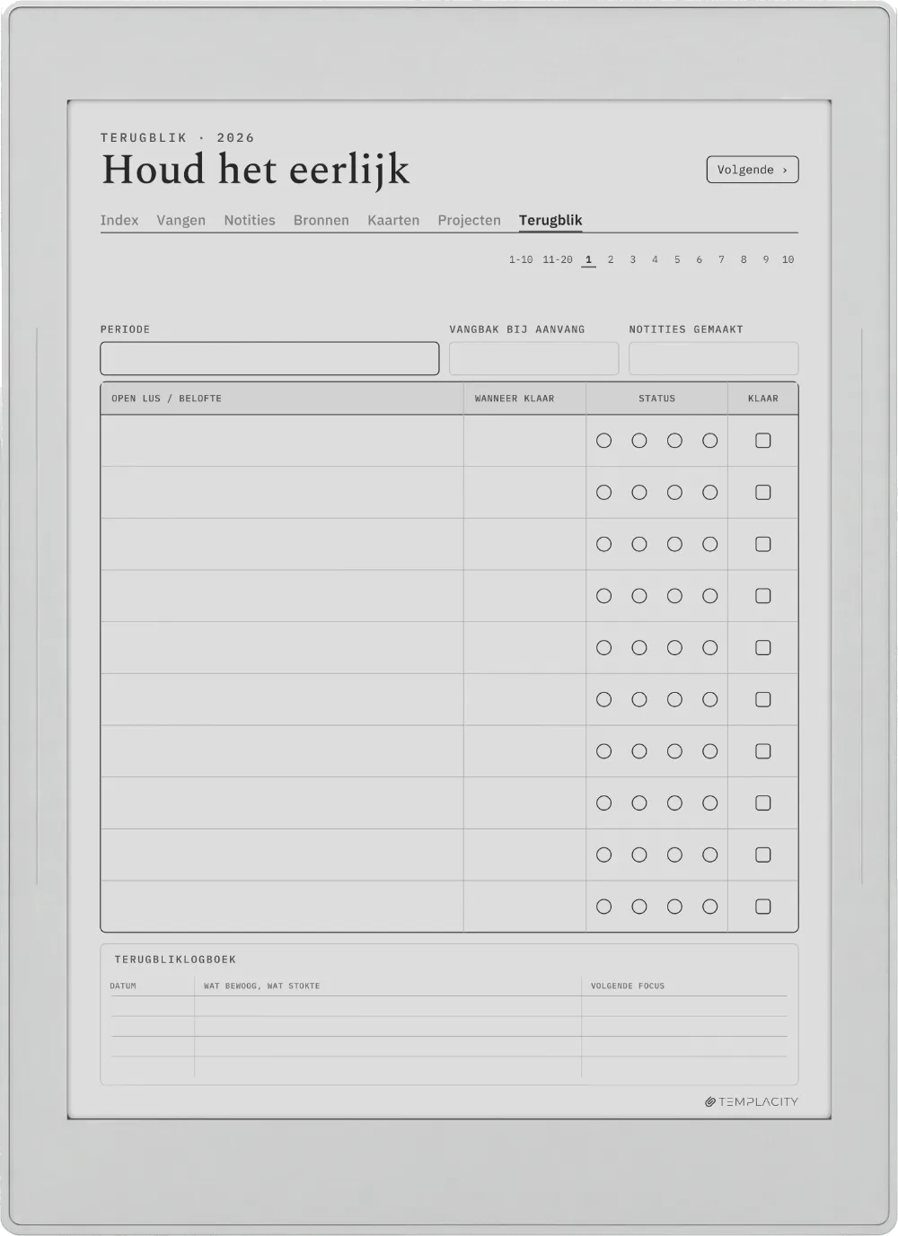 The Planner · Zettelkasten Supernote Nomad pagina 5