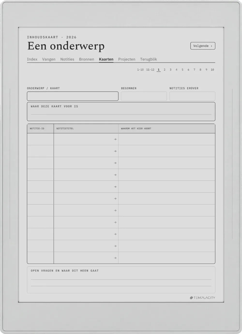 The Planner · Zettelkasten Supernote Nomad pagina 3