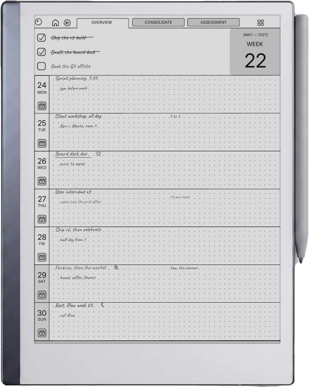 reMarkable 2 Daily Planner
