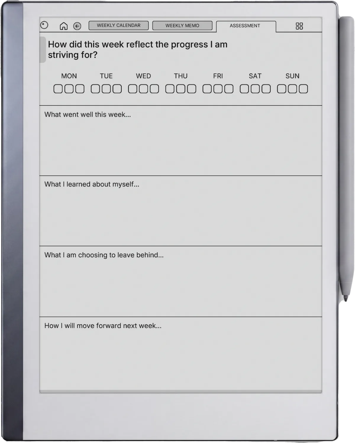 Weekly Planner reMarkable 2 page 5