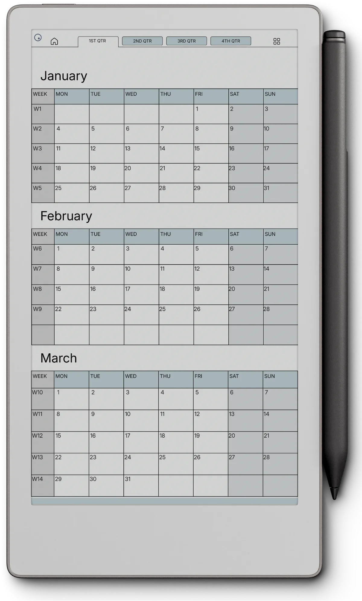 Weekly Planner reMarkable Paper Pro Move page 6