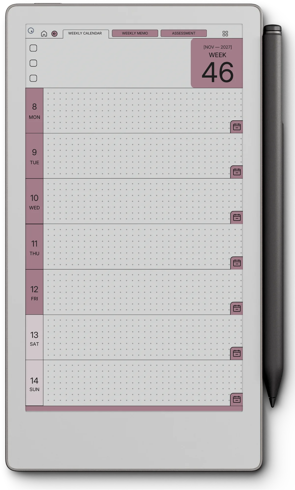Weekly Planner reMarkable Paper Pro Move page 3