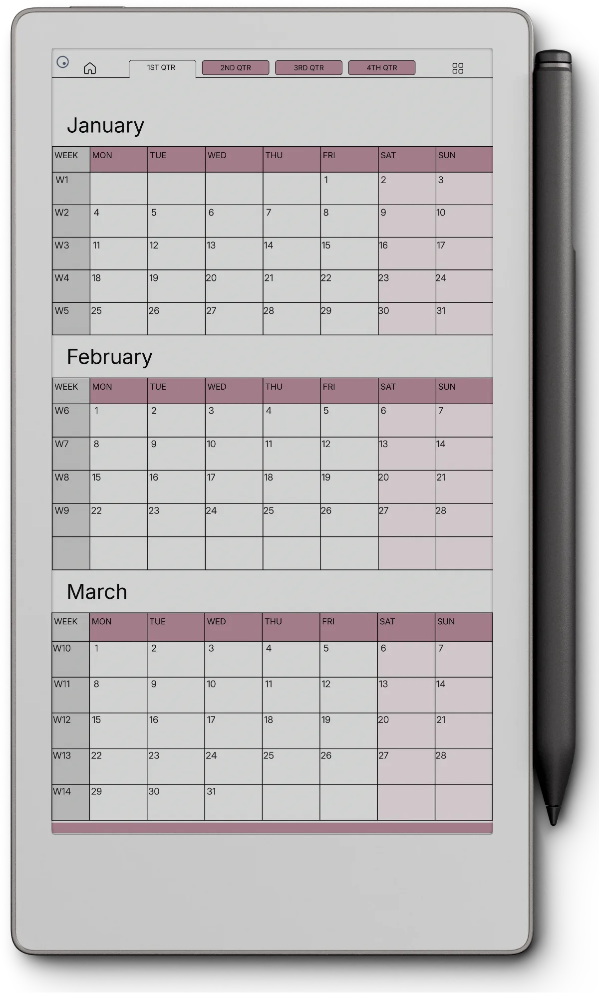 Weekly Planner reMarkable Paper Pro Move page 6
