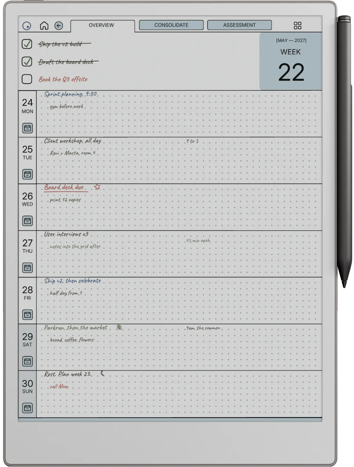 reMarkable Paper Pro Daily Planner