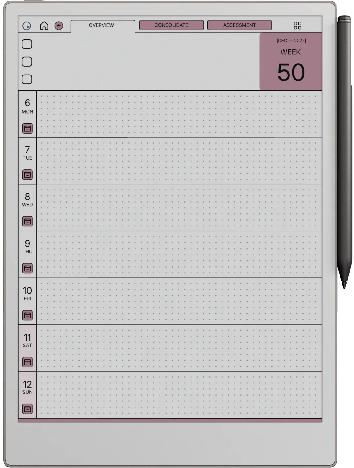 Daily Planner reMarkable Paper Pro page 1