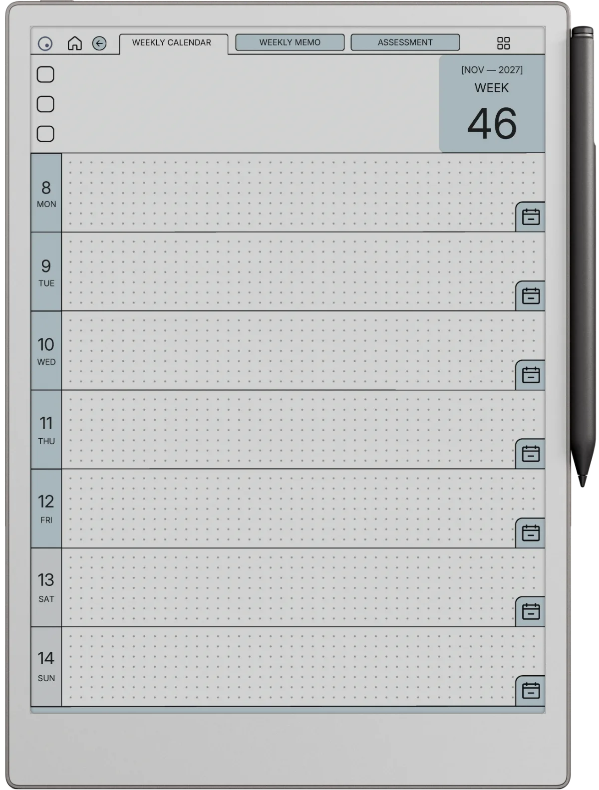 Weekly Planner reMarkable Paper Pro page 3