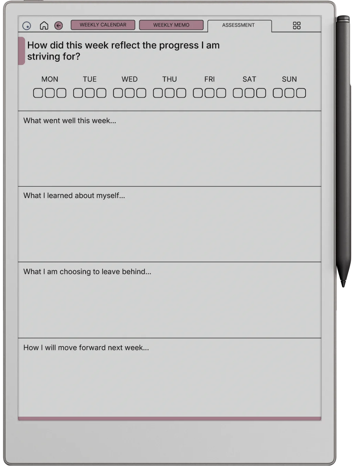 Weekly Planner reMarkable Paper Pro page 5