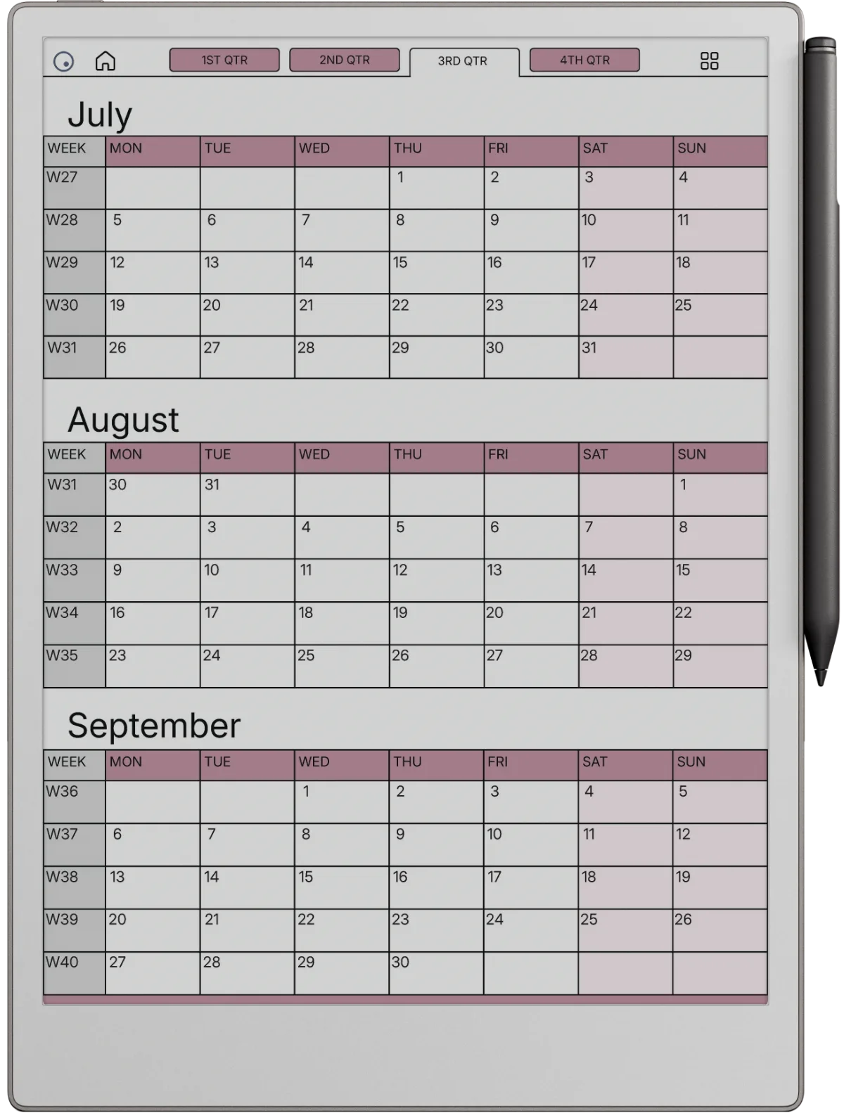 reMarkable Paper Pro Weekly Planner The Weekly Planner page 6