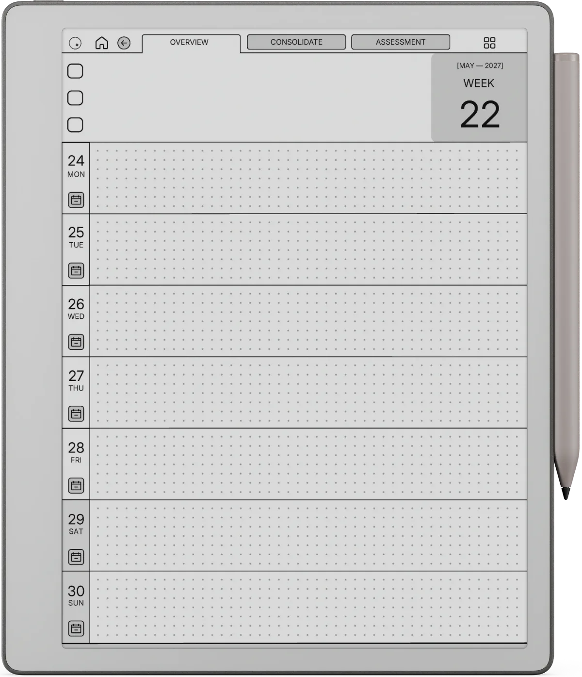 Daily Planner reMarkable Paper Pure page 1