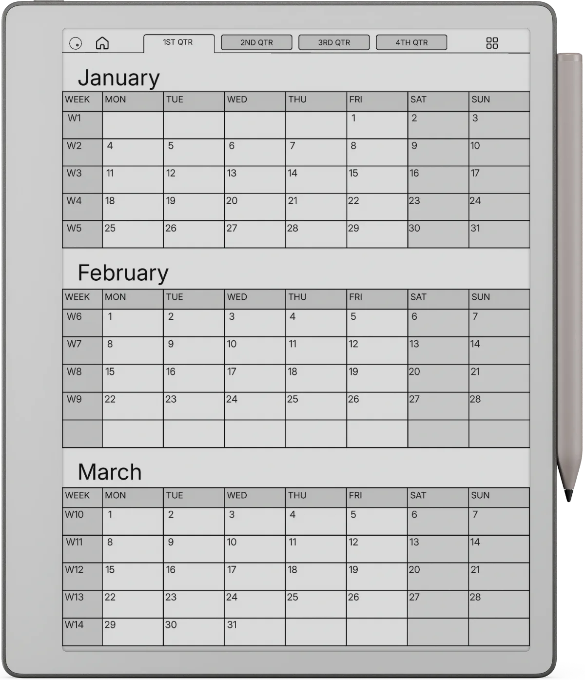 Weekly Planner reMarkable Paper Pure page 6