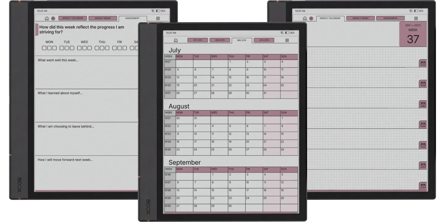 Boox Note Max Weekly Planner