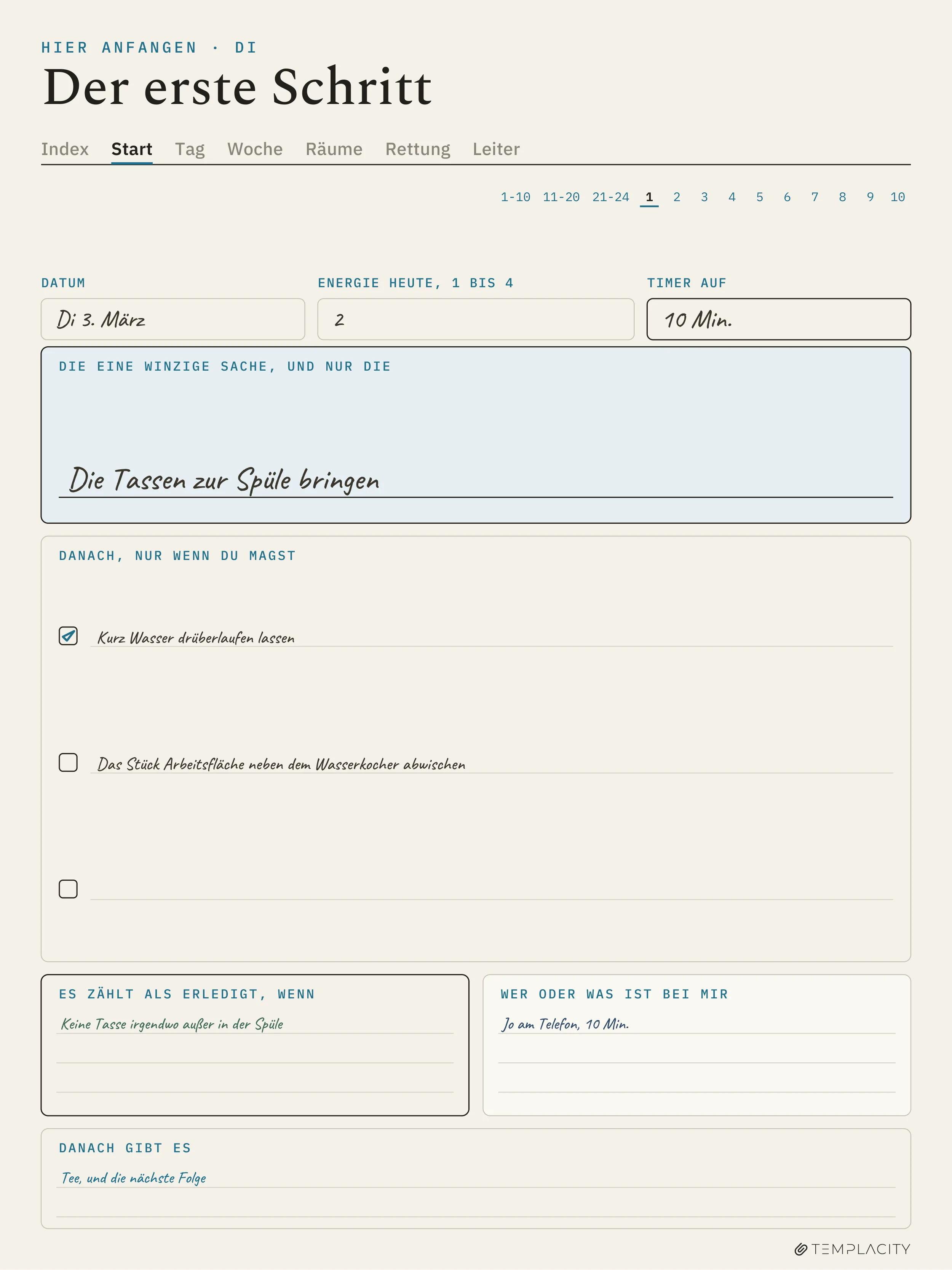 The Planner · ADHS-Putzplaner reMarkable Paper Pro Seite 1