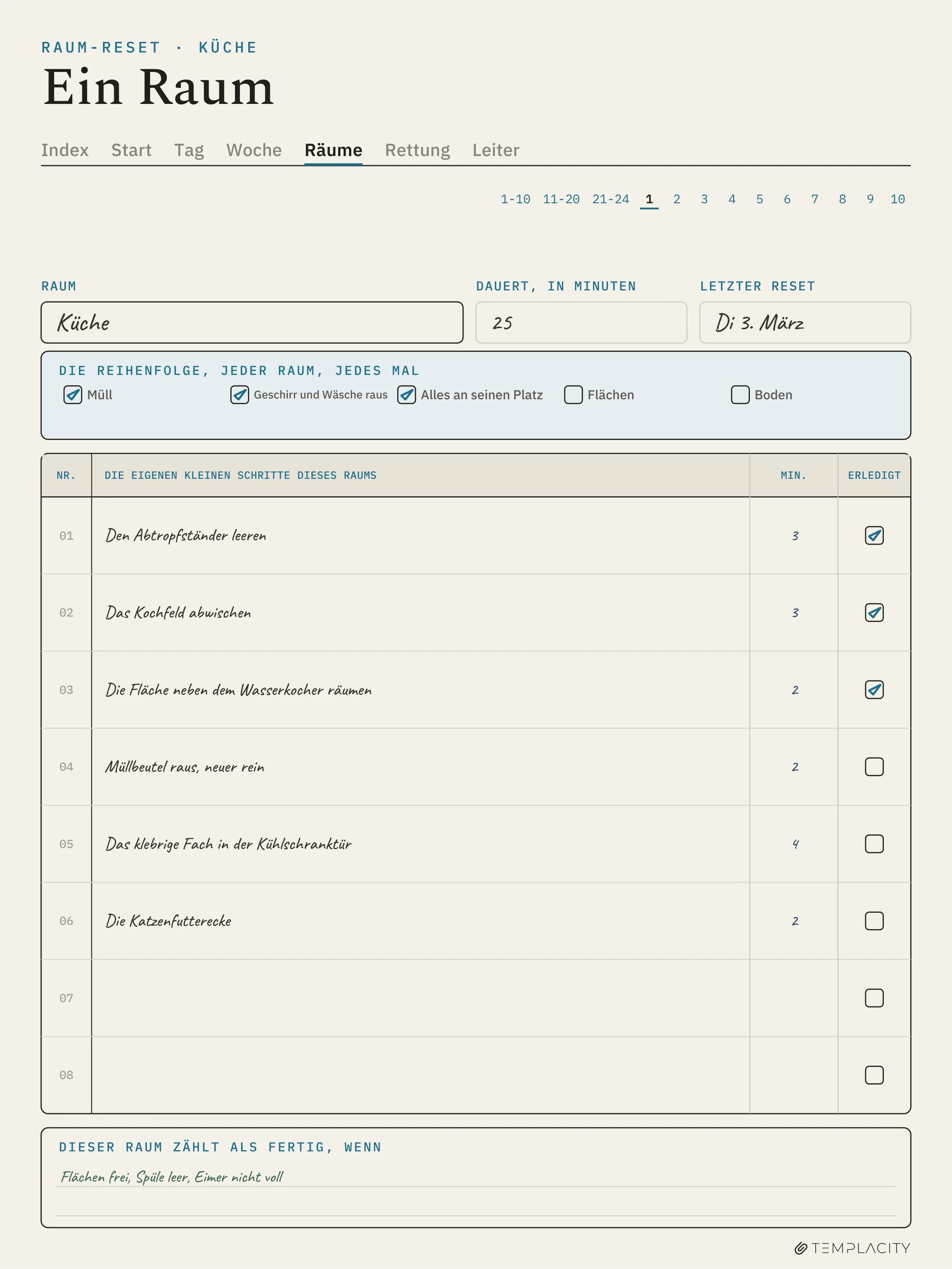 The Planner · ADHS-Putzplaner reMarkable Paper Pro Seite 3