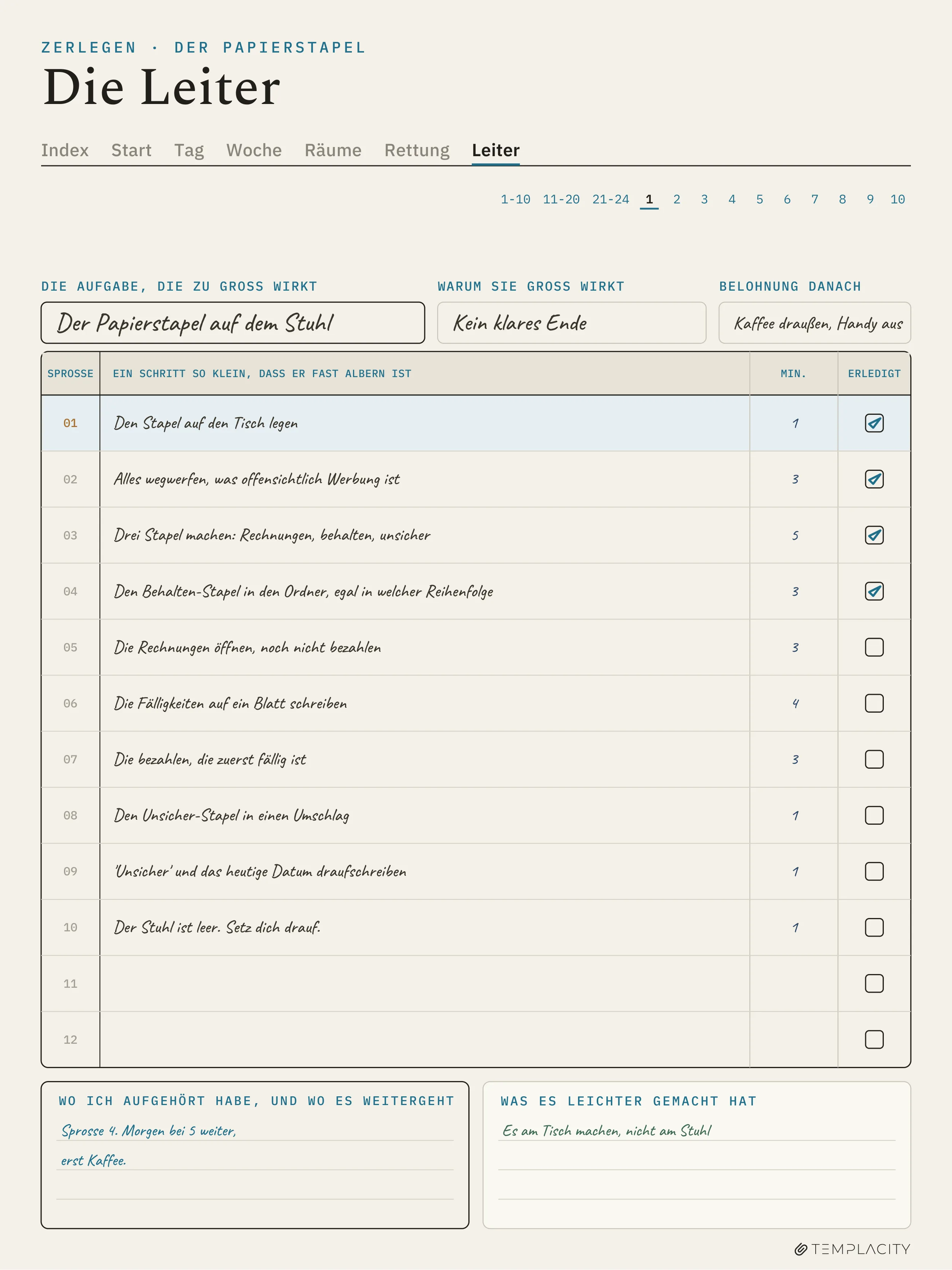 The Planner · ADHS-Putzplaner reMarkable Paper Pro Seite 5