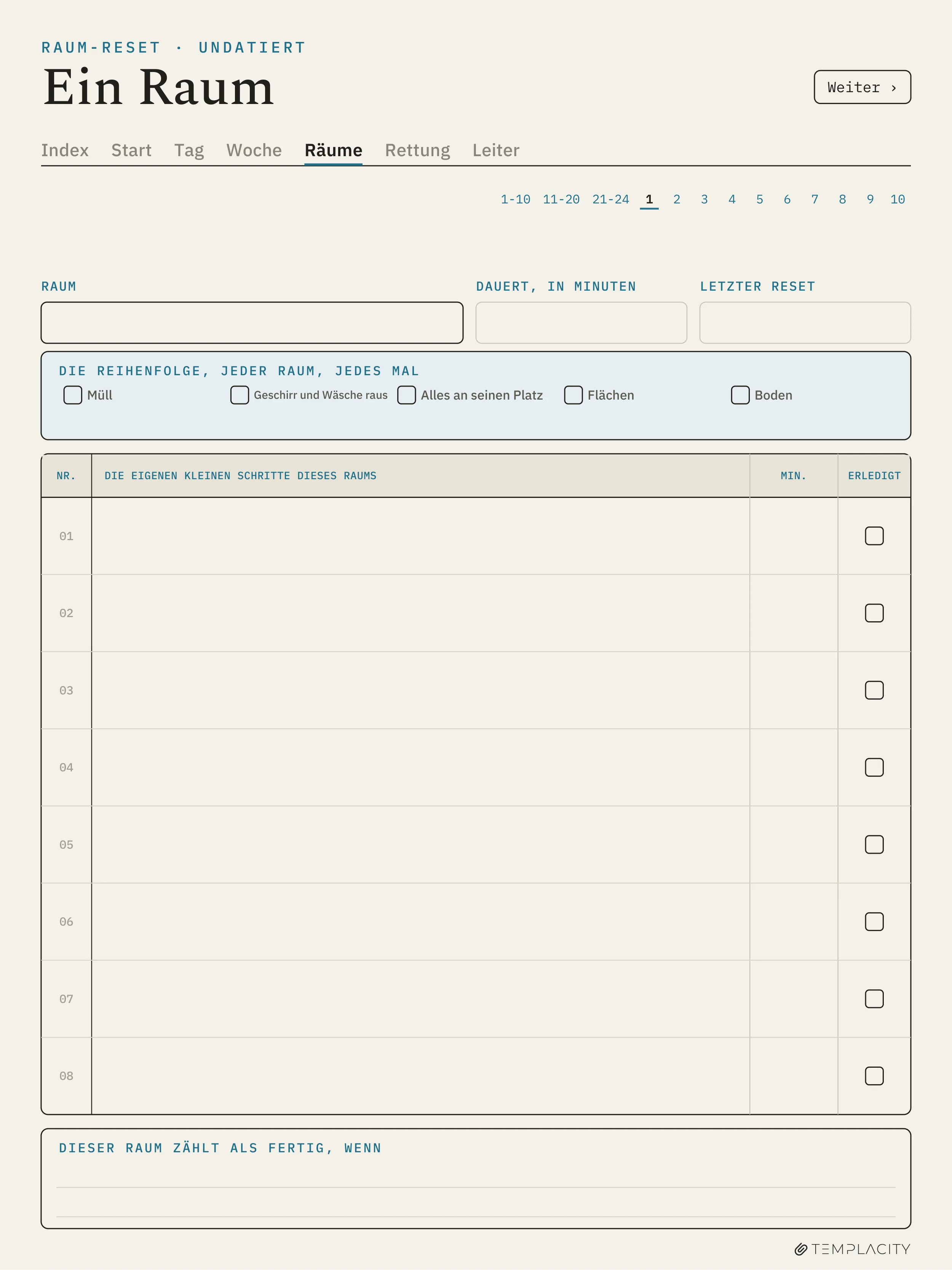 The Planner · ADHS-Putzplaner reMarkable Paper Pro Seite 8