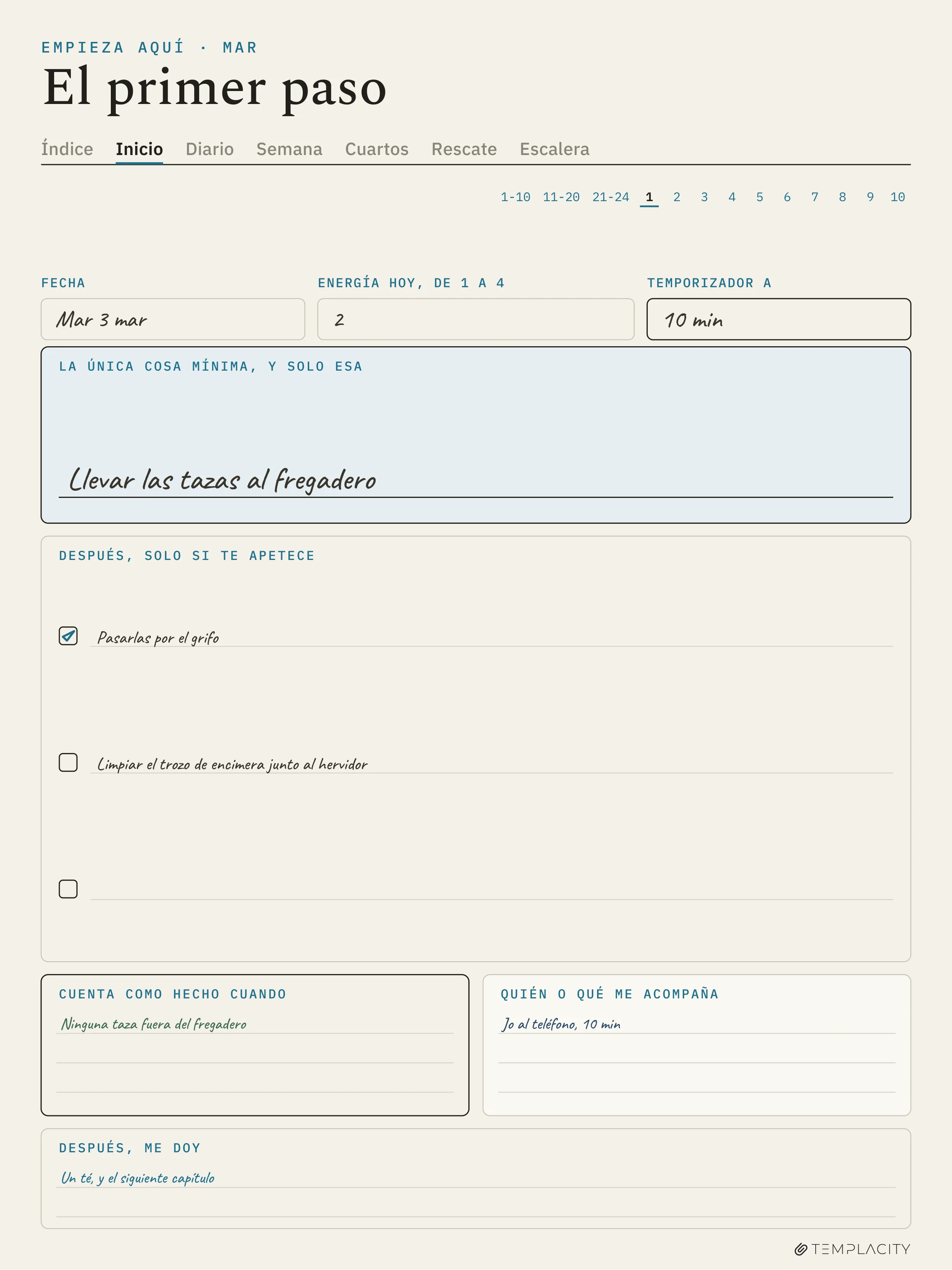 The Planner · Planificador de limpieza para TDAH reMarkable Paper Pro página 1