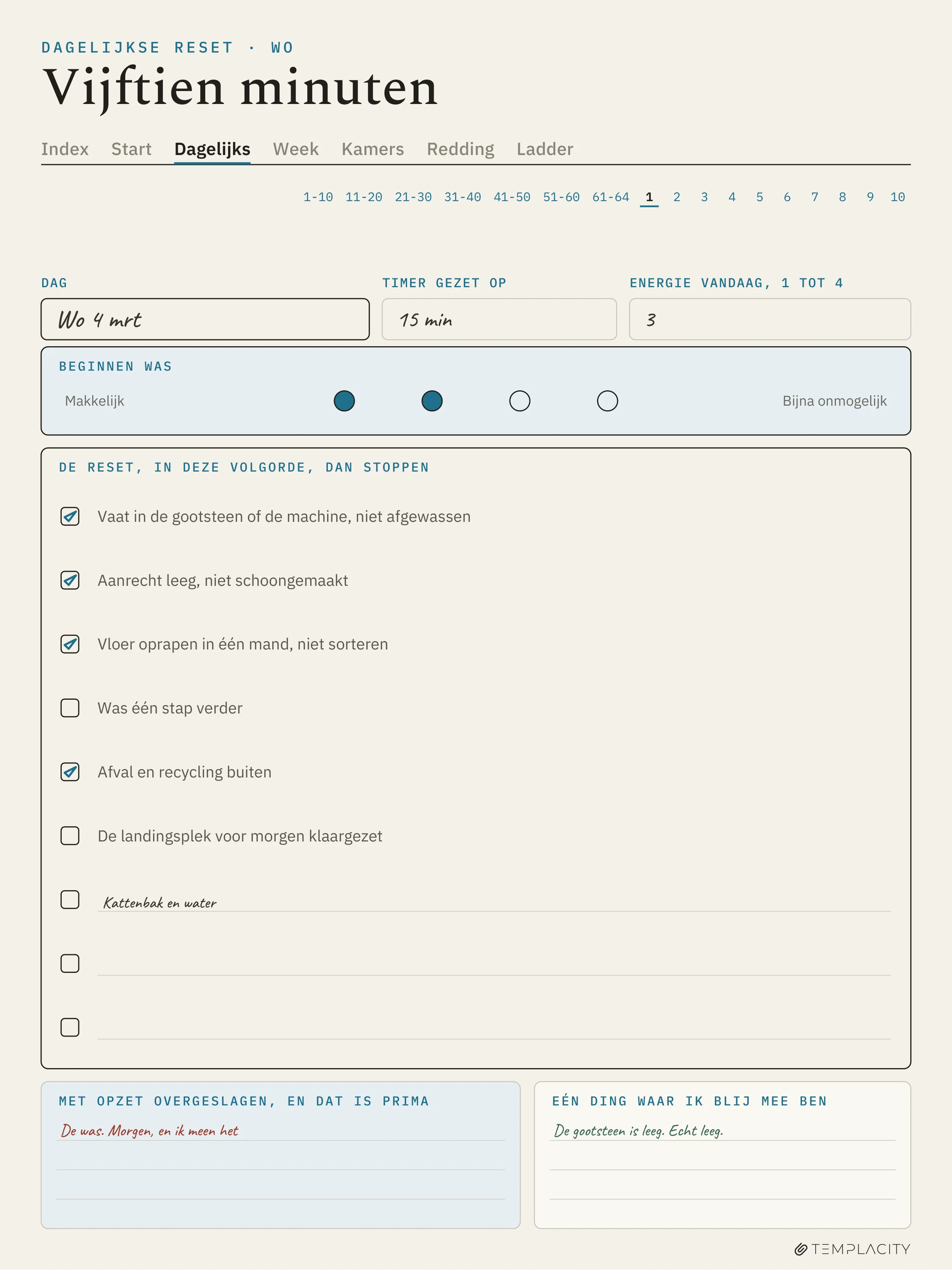 The Planner · ADHD-schoonmaakplanner reMarkable Paper Pro pagina 2