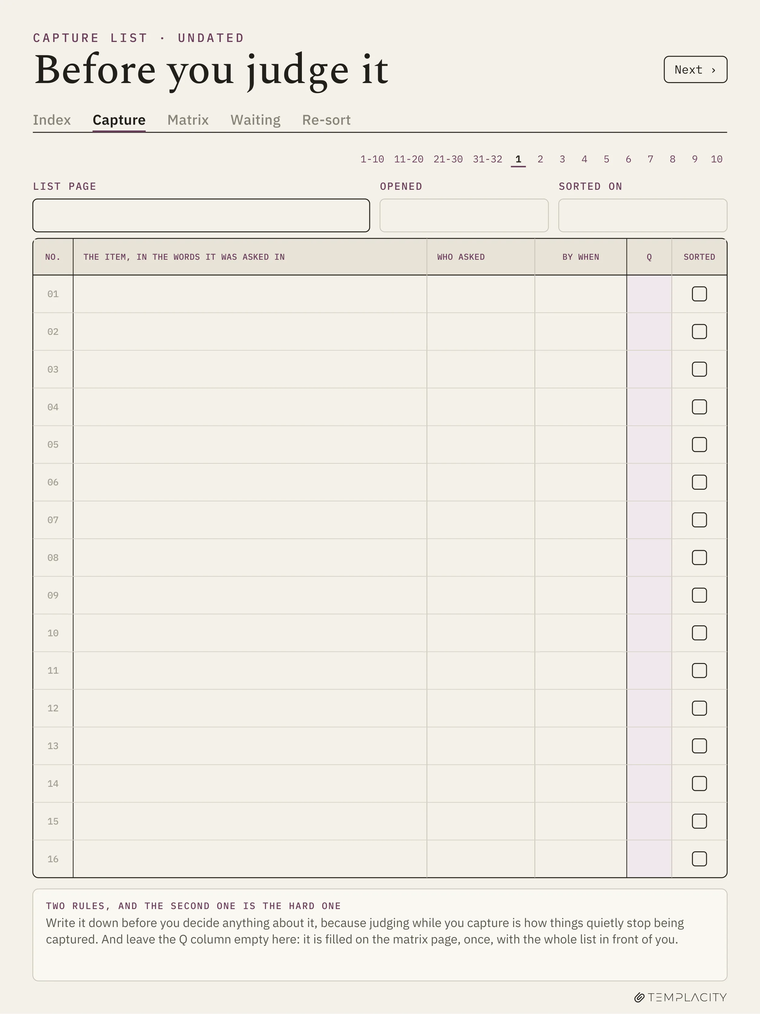 The Planner · Eisenhower Matrix reMarkable Paper Pro page 7