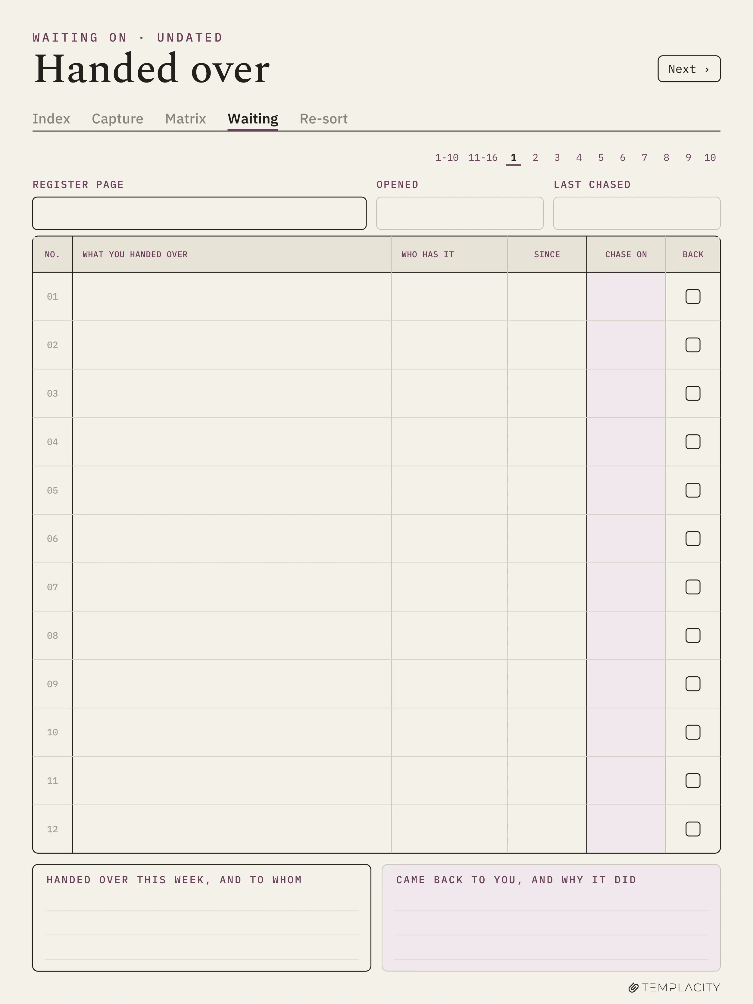 The Planner · Eisenhower Matrix reMarkable Paper Pro page 8