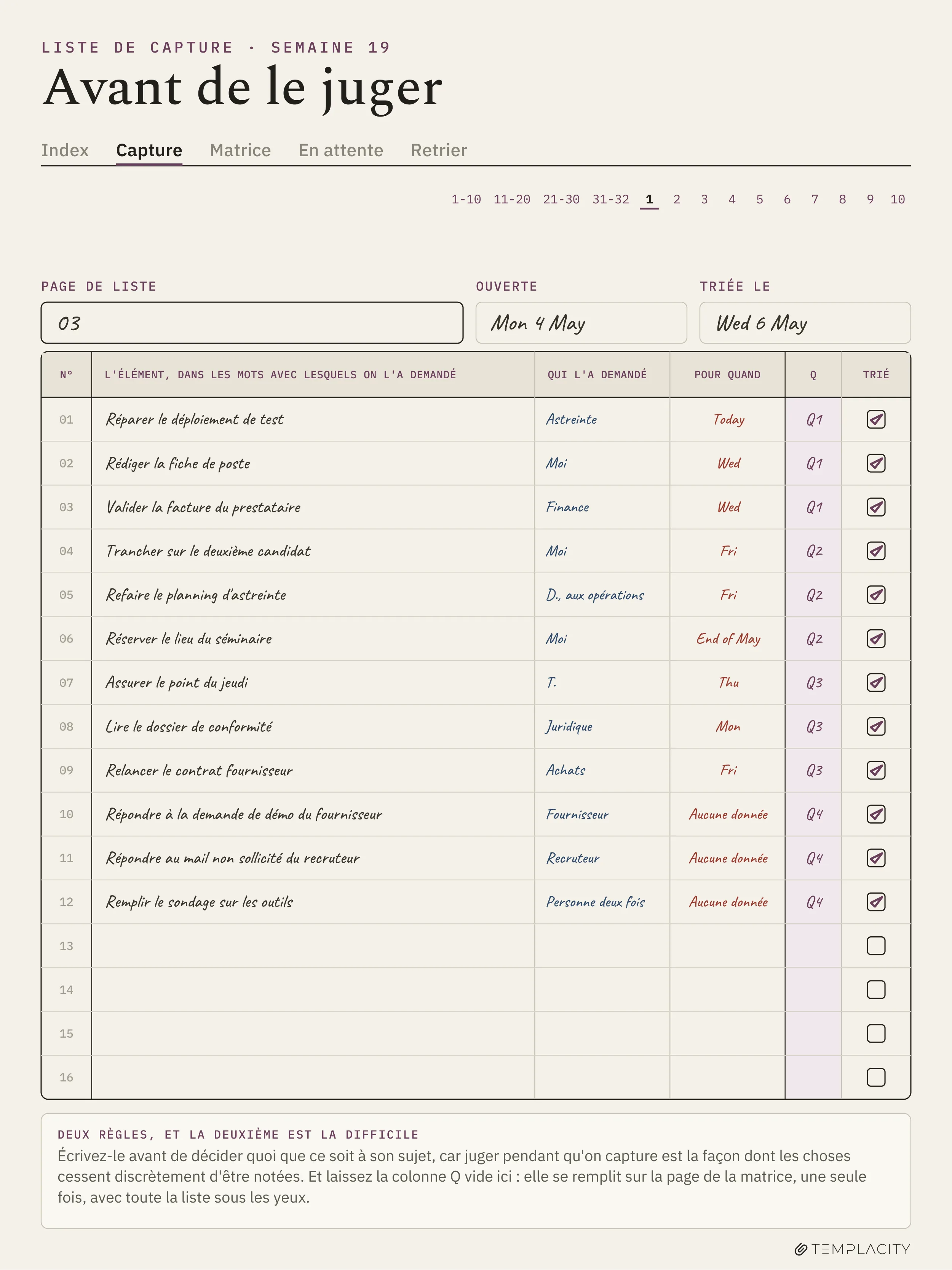 Le Planner · Matrice d'Eisenhower reMarkable Paper Pro page 2
