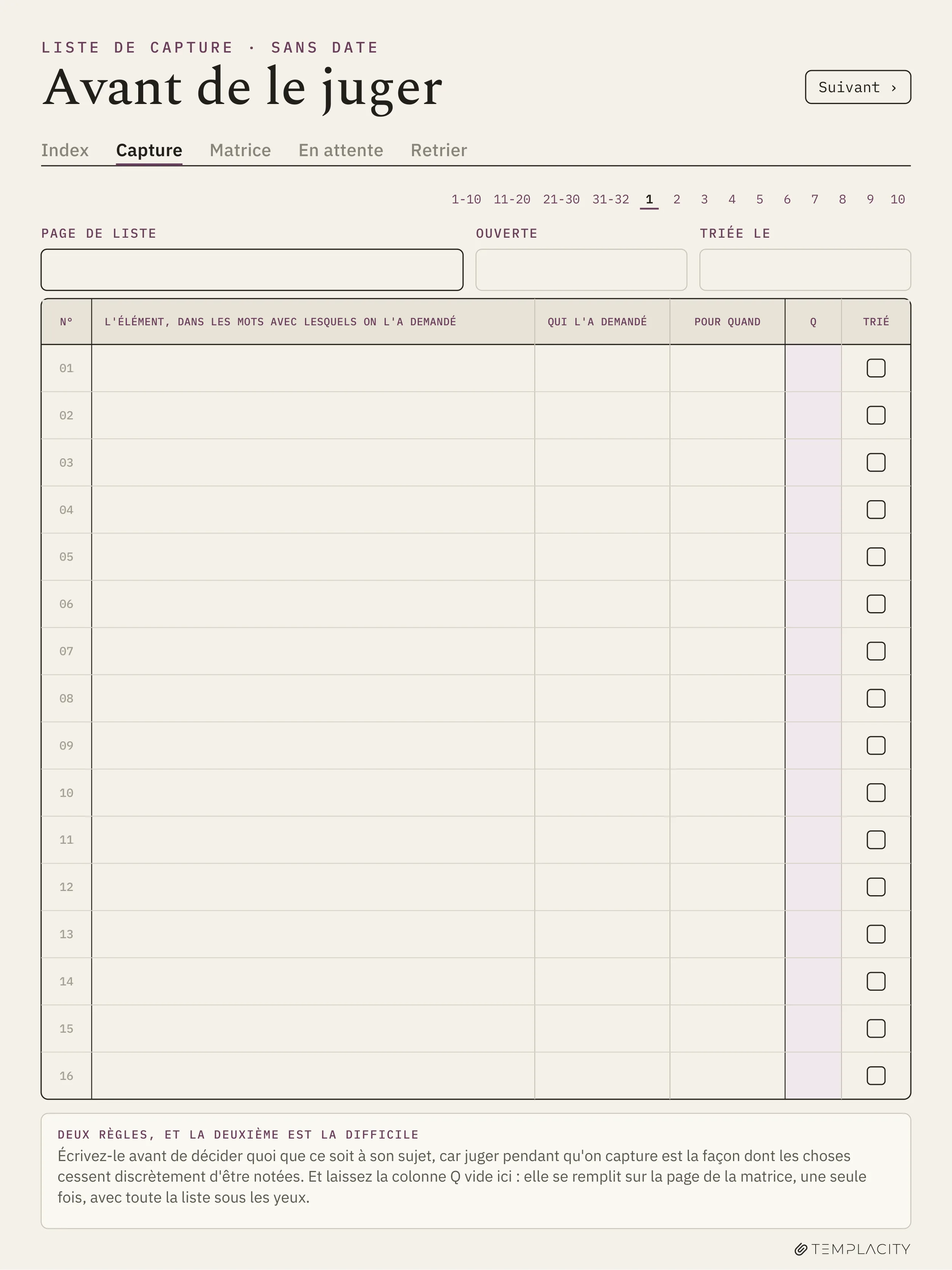 Le Planner · Matrice d'Eisenhower reMarkable Paper Pro page 7