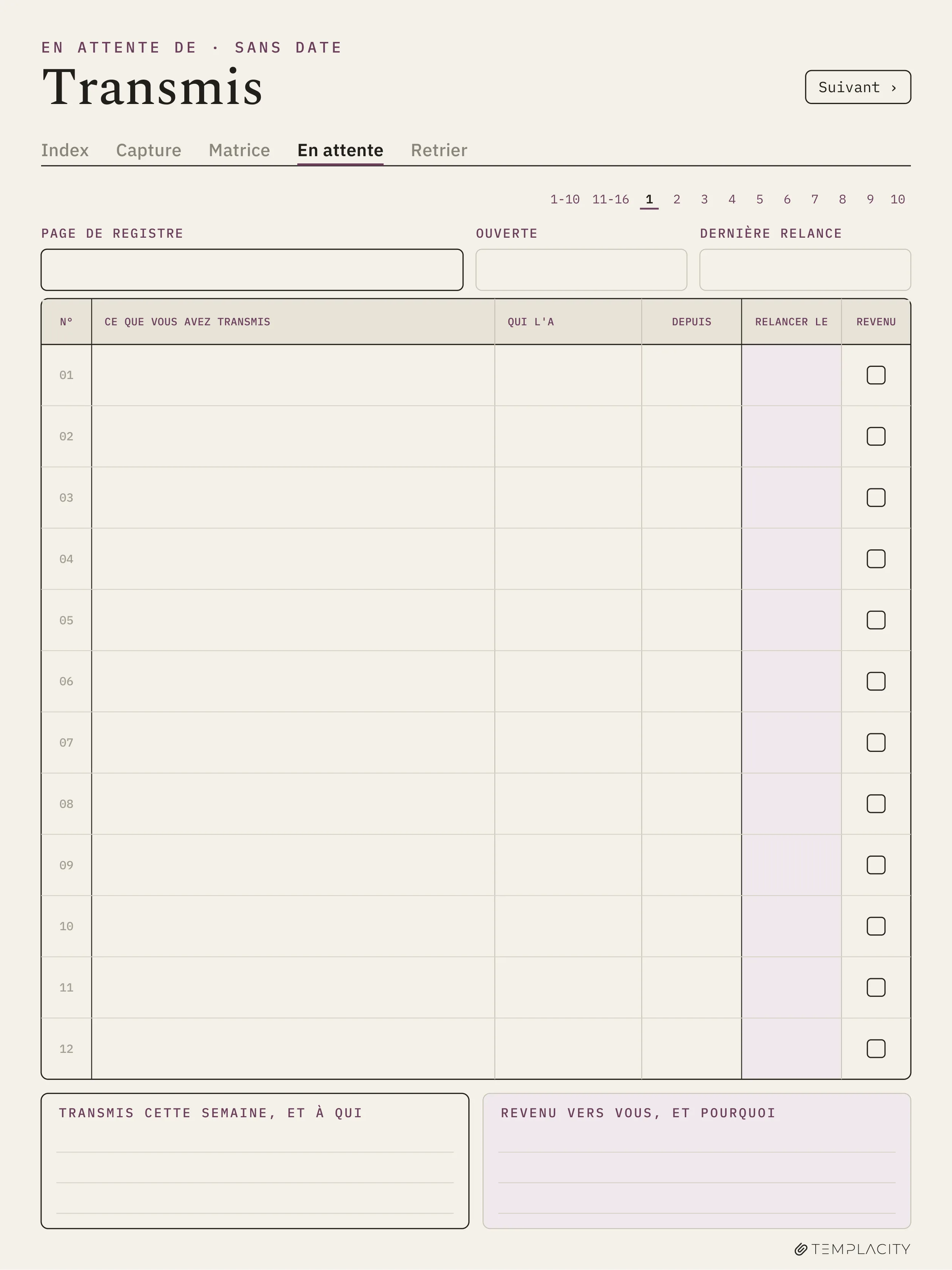 Le Planner · Matrice d'Eisenhower reMarkable Paper Pro page 8