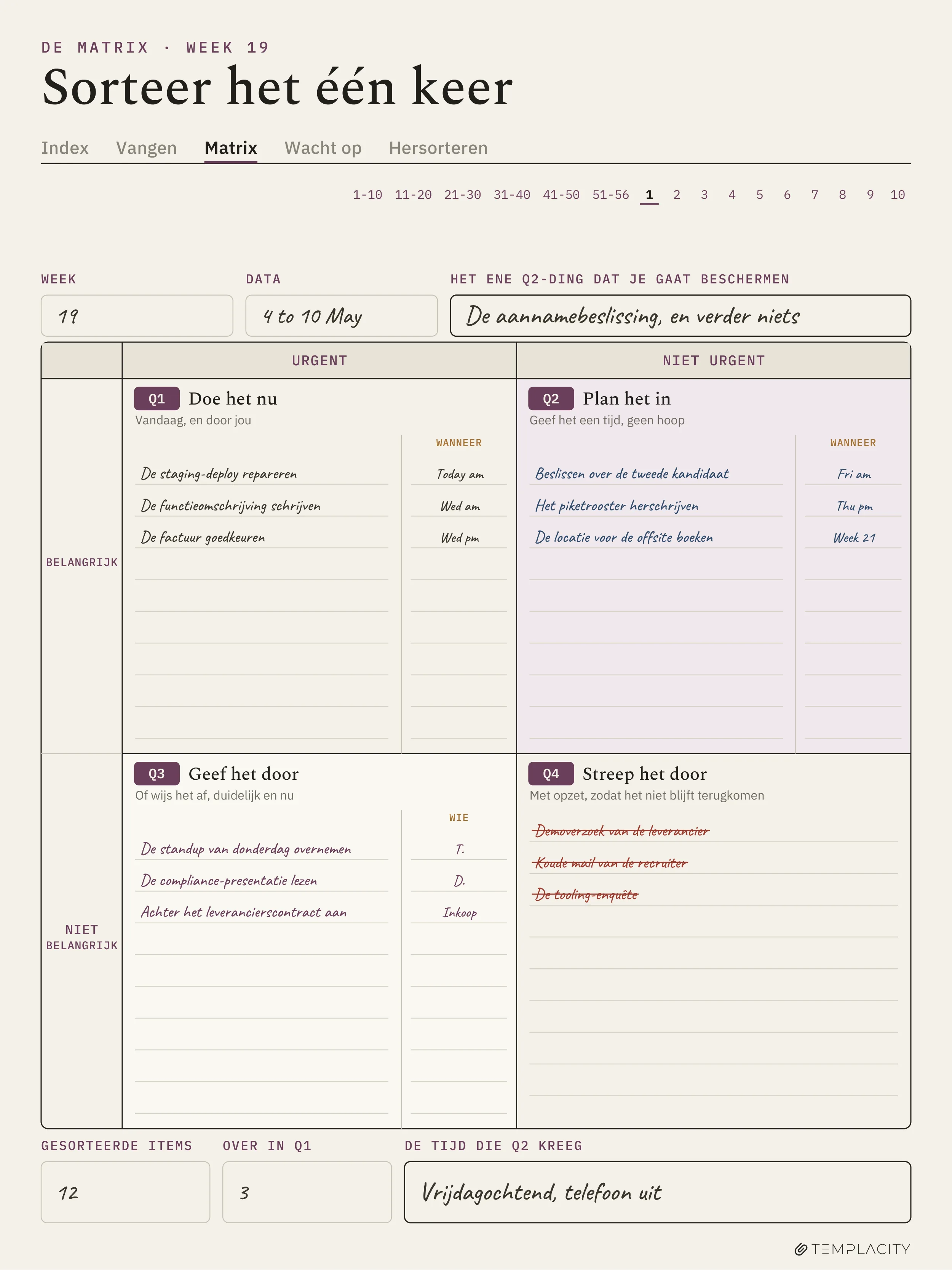 The Planner · Eisenhower Matrix reMarkable Paper Pro pagina 1