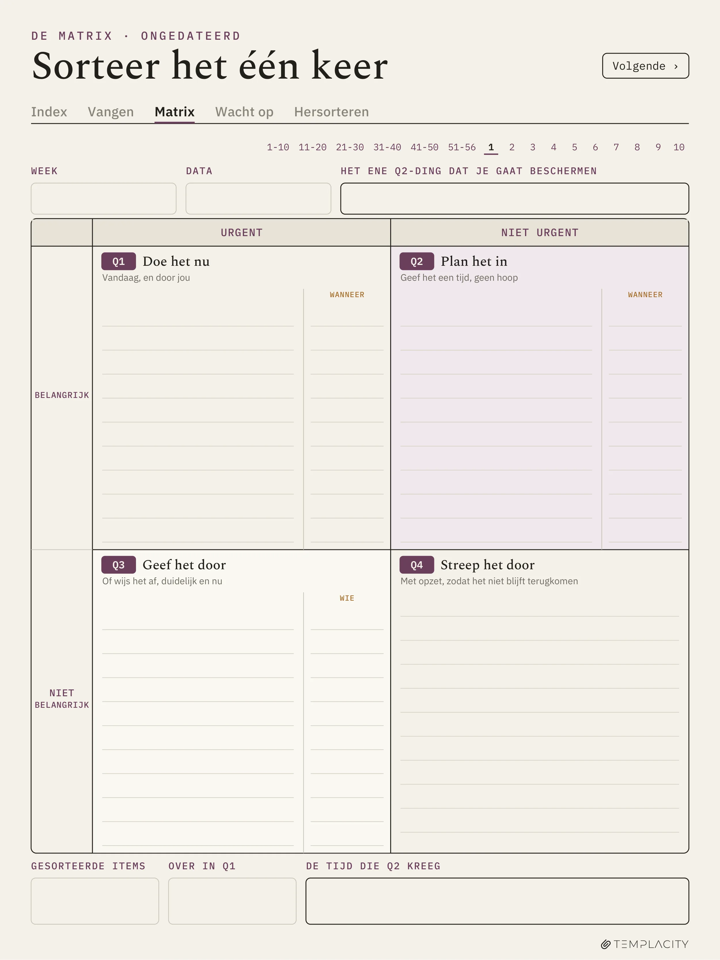 The Planner · Eisenhower Matrix reMarkable Paper Pro pagina 6
