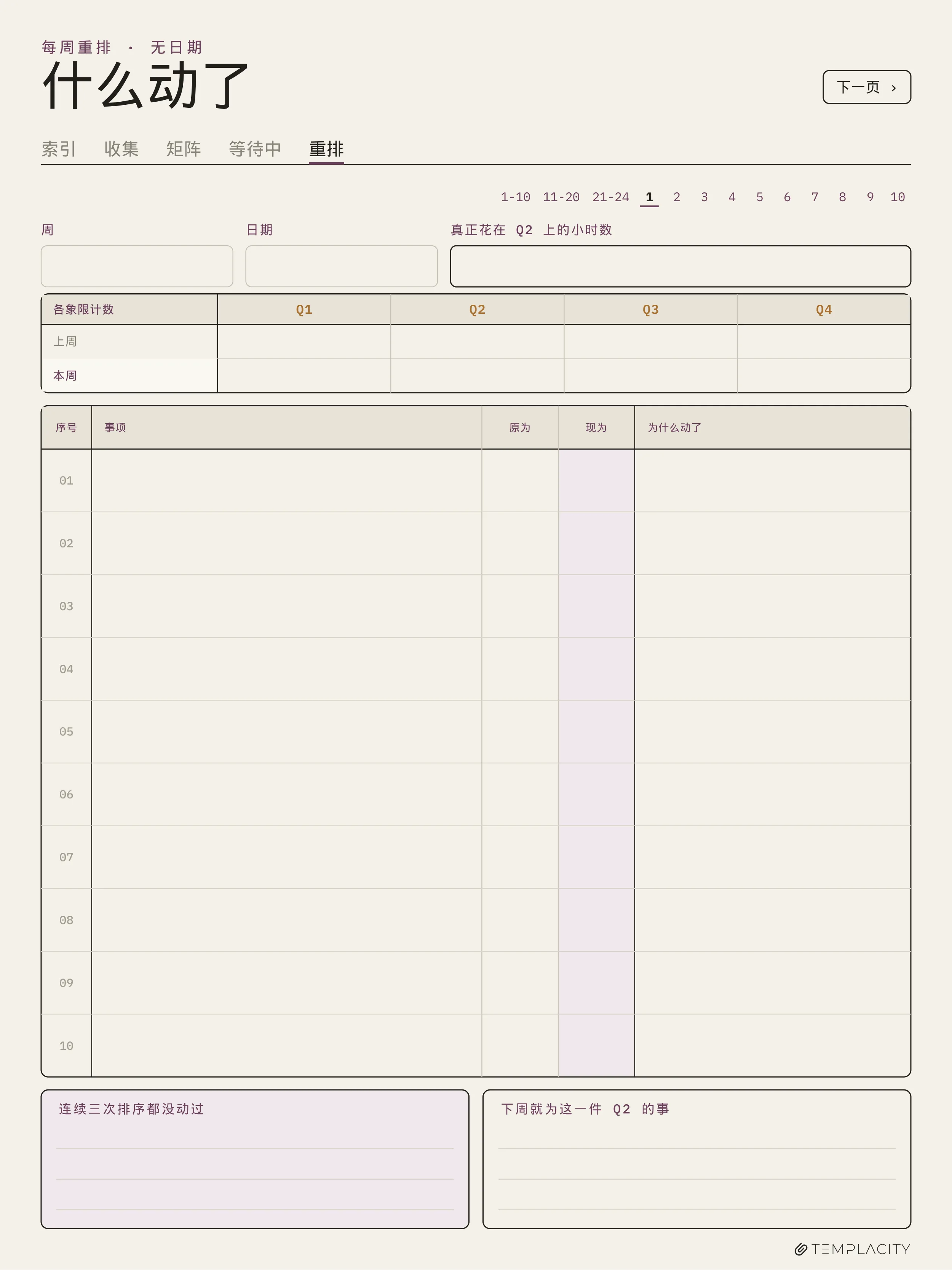 规划本 · 艾森豪威尔矩阵 reMarkable Paper Pro 第 9 页