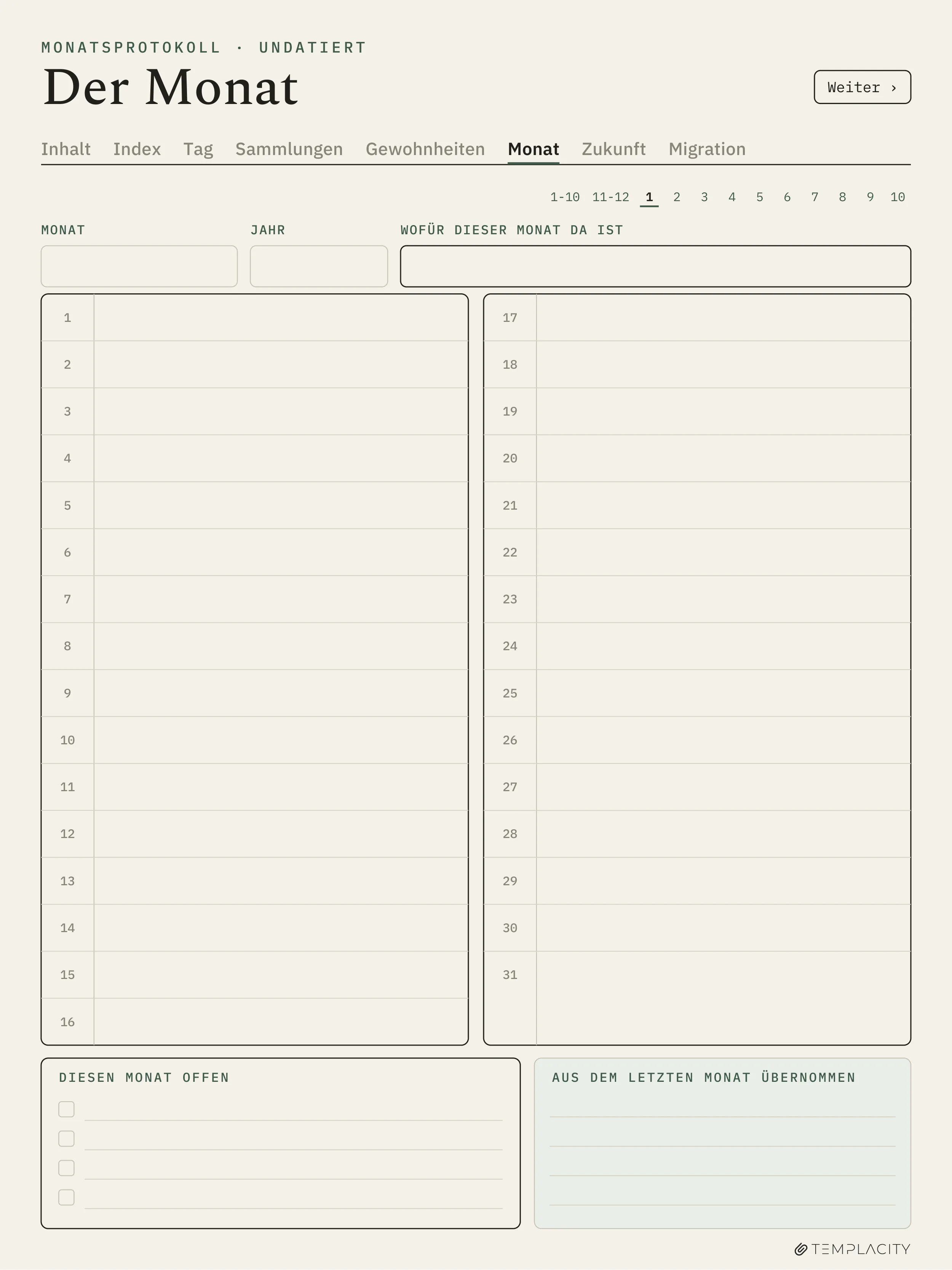 The Planner · Logbuch-System reMarkable Paper Pro Seite 10