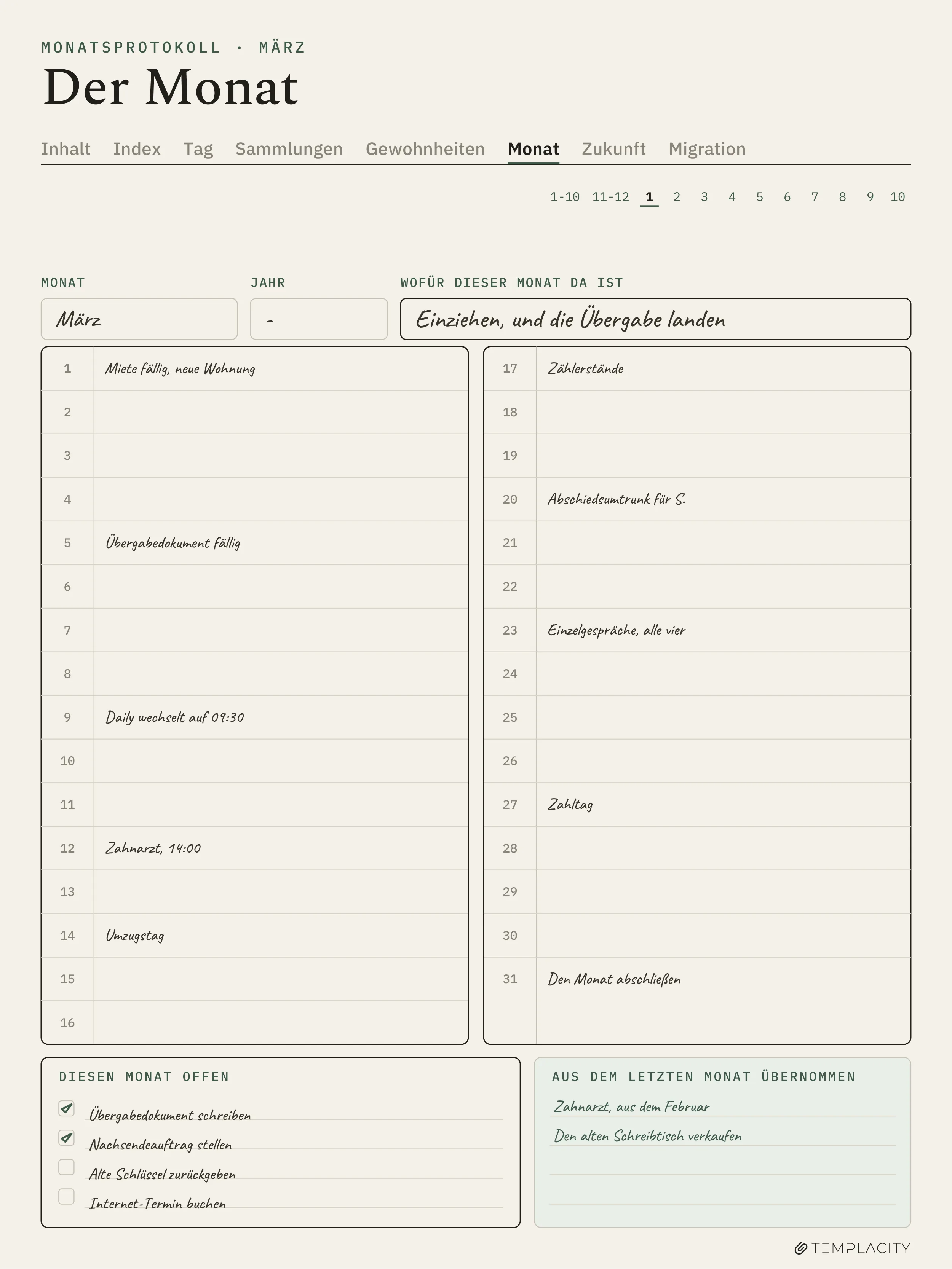 The Planner · Logbuch-System reMarkable Paper Pro Seite 5