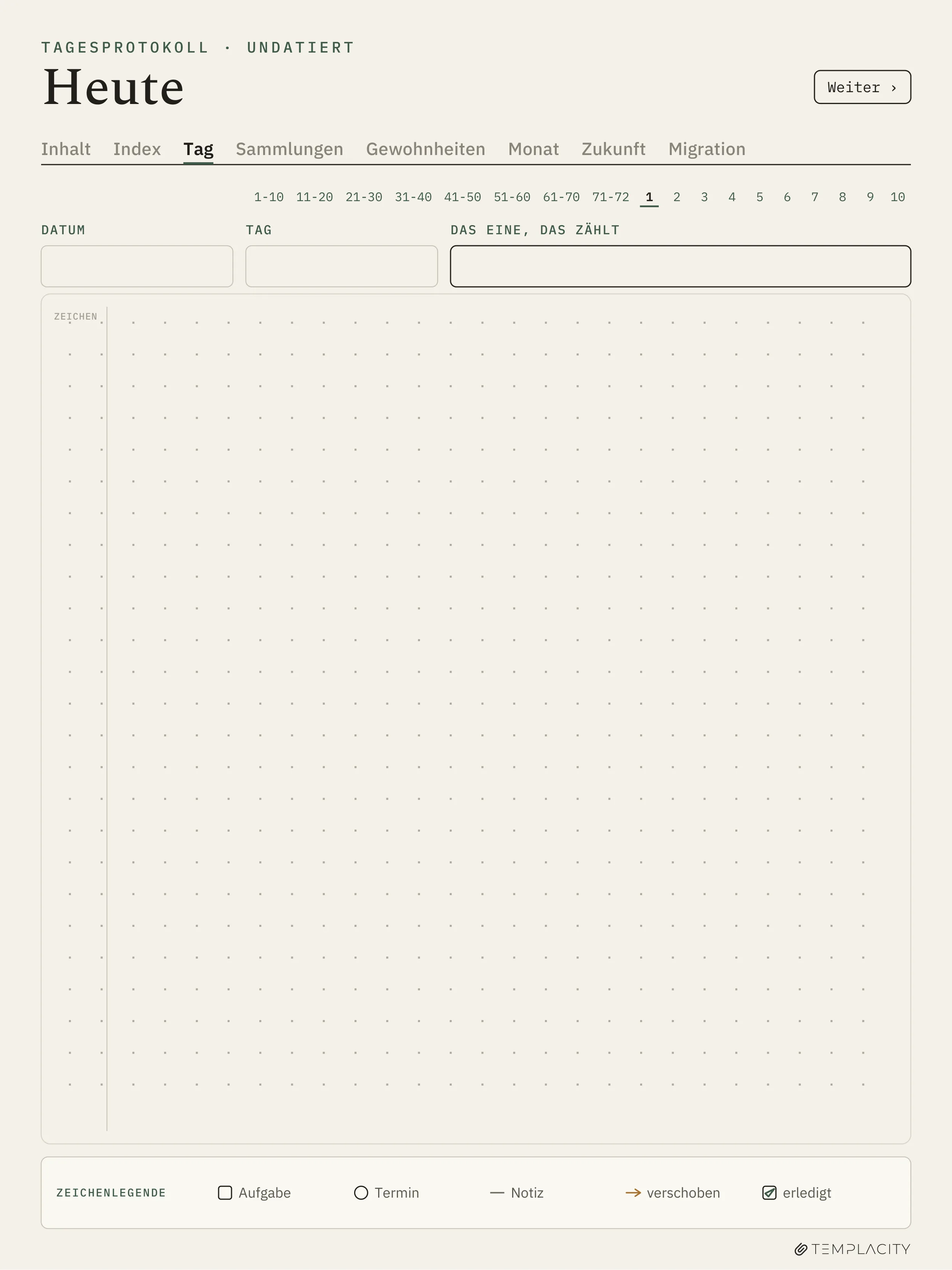 The Planner · Logbuch-System reMarkable Paper Pro Seite 6