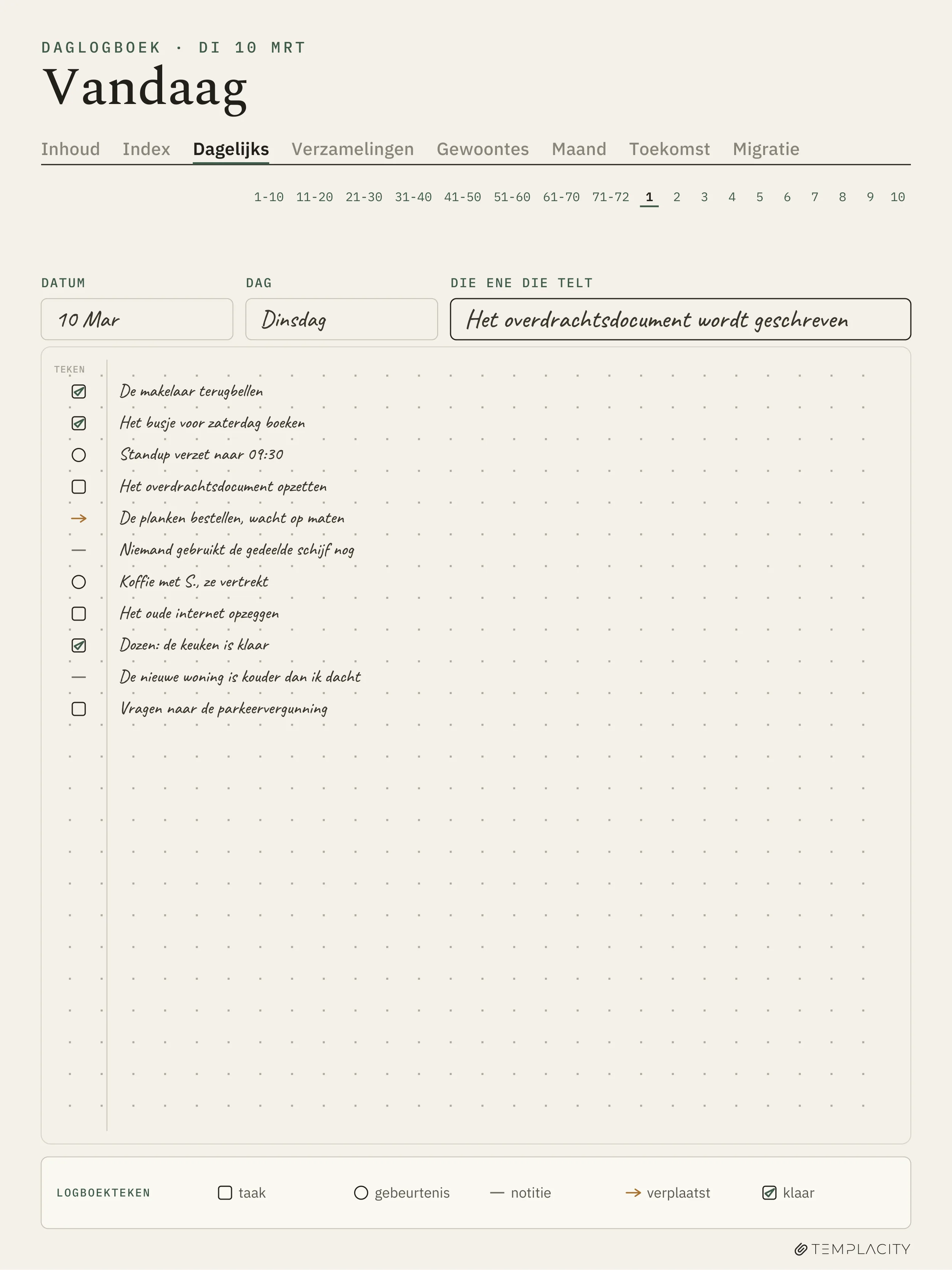 The Planner · Logbook System reMarkable Paper Pro pagina 1