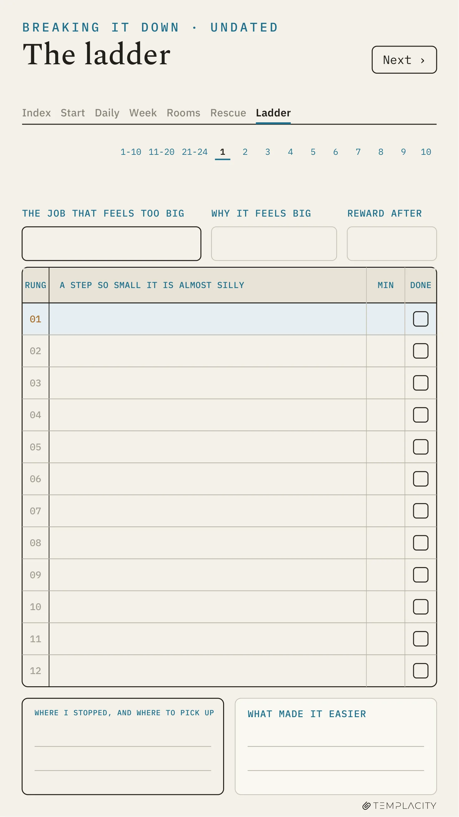 The Planner · ADHD Cleaning Planner reMarkable Paper Pro Move page 10