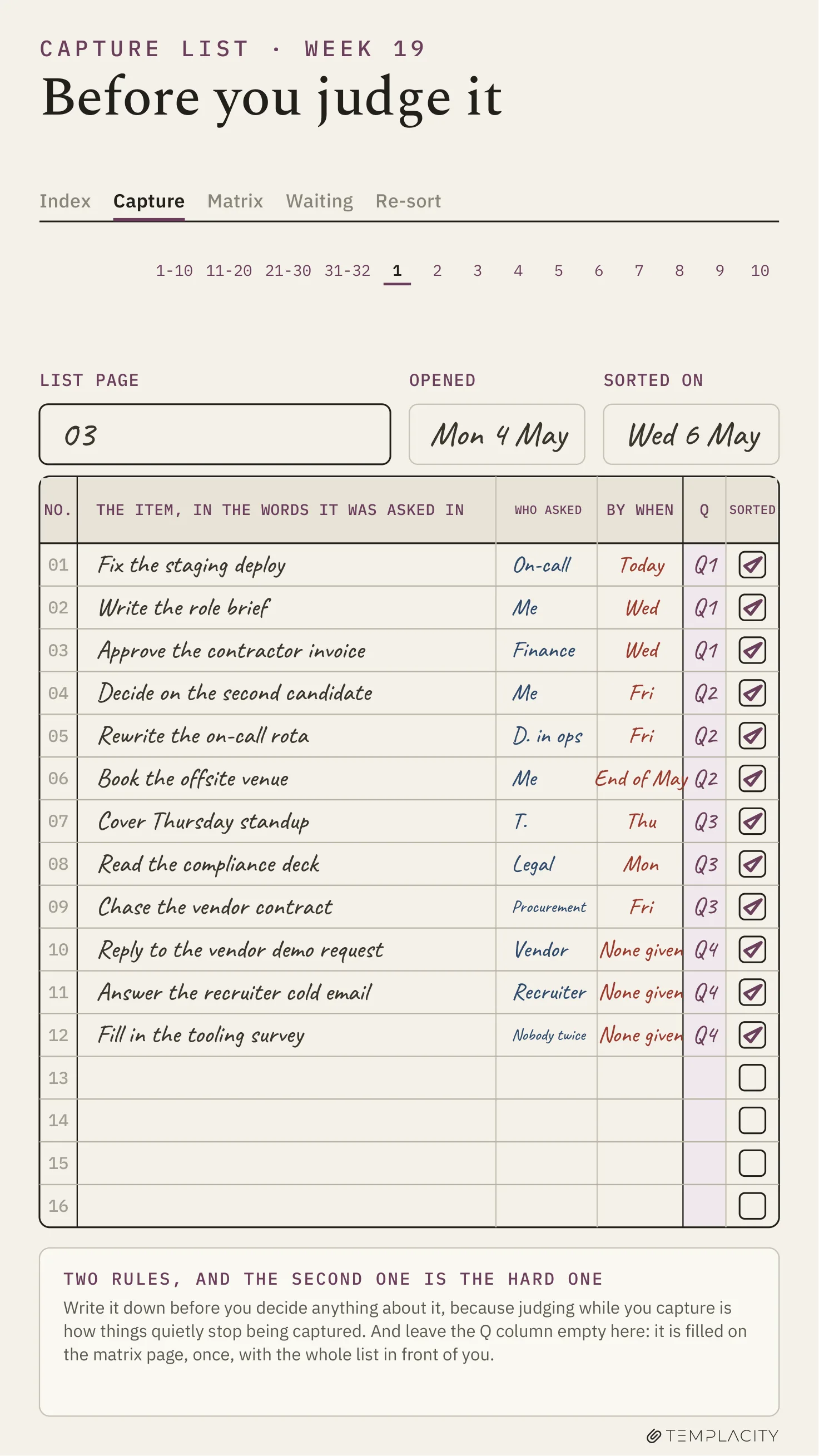 The Planner · Eisenhower Matrix reMarkable Paper Pro Move page 2