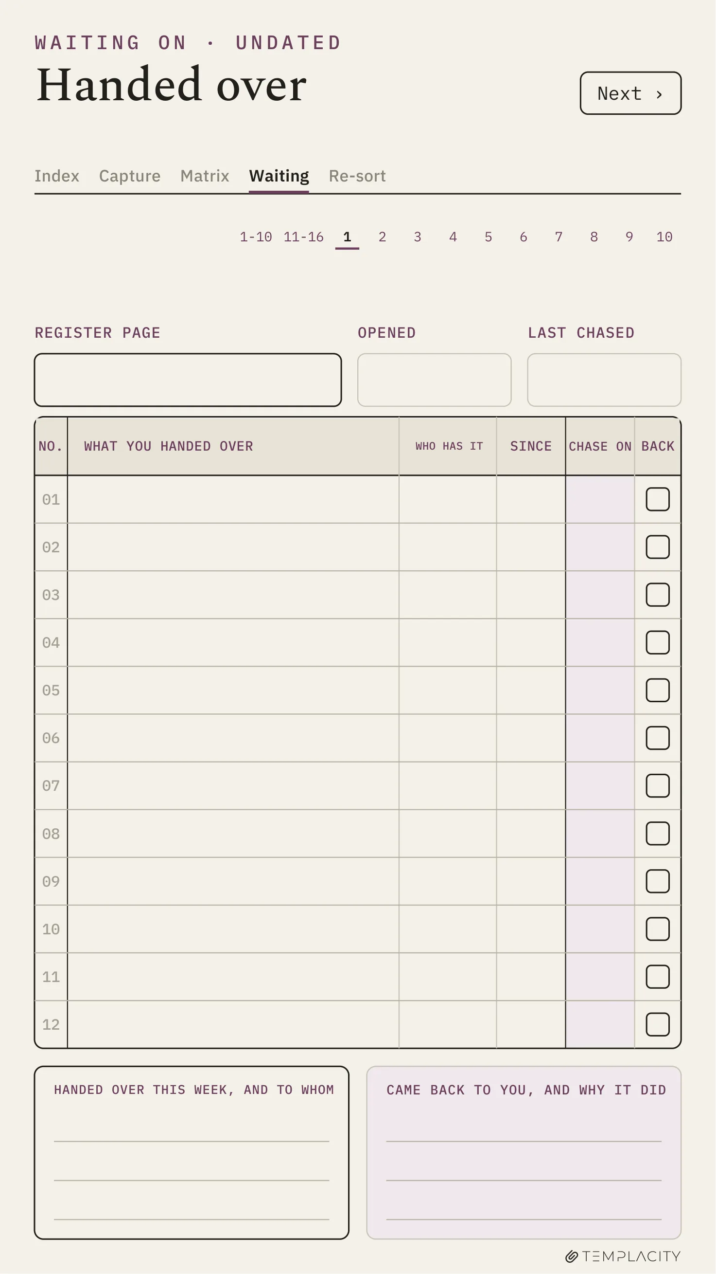 The Planner · Eisenhower Matrix reMarkable Paper Pro Move page 8