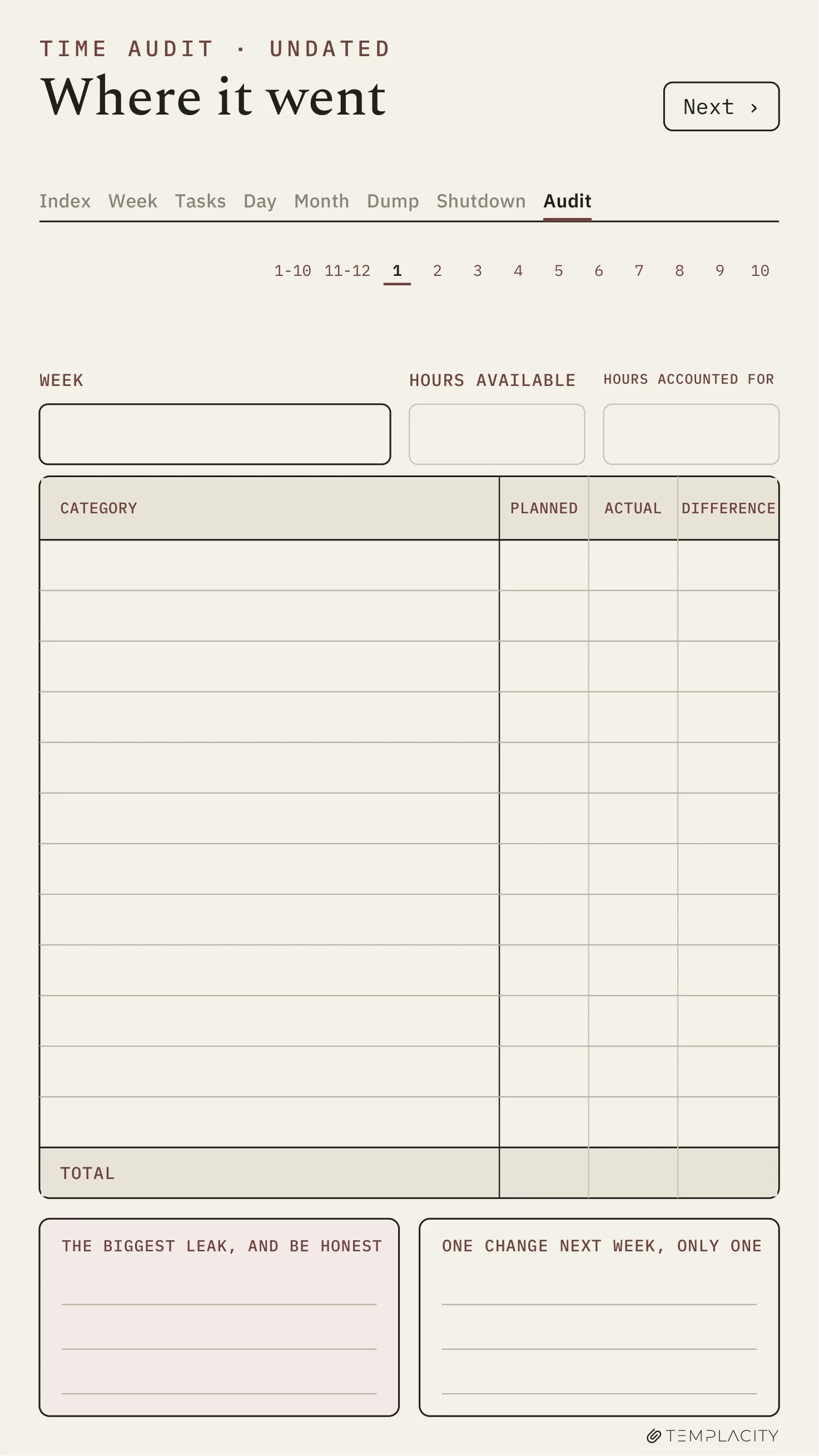 The Planner · Time Block System reMarkable Paper Pro Move page 10