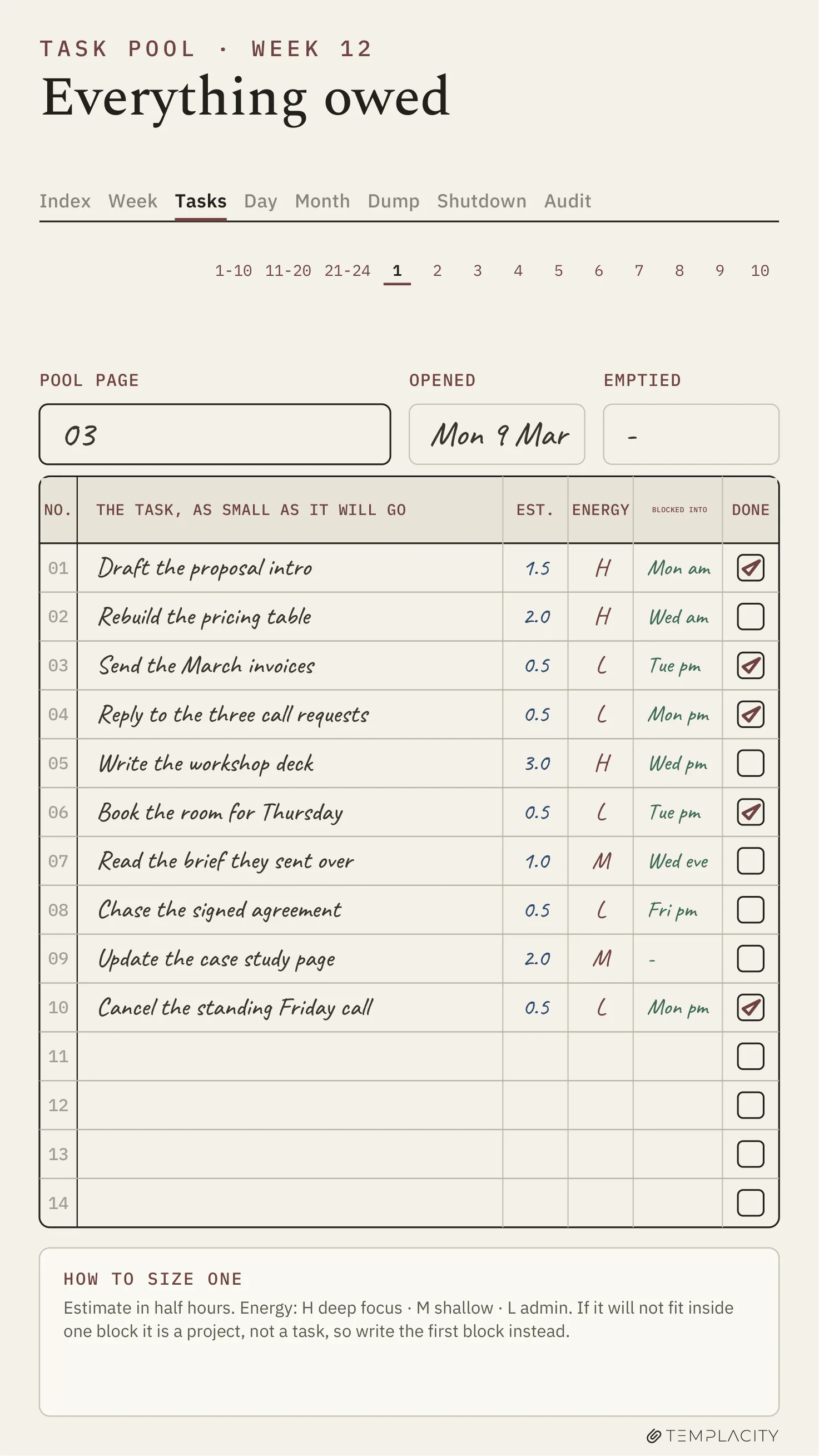 The Planner · Time Block System reMarkable Paper Pro Move page 3