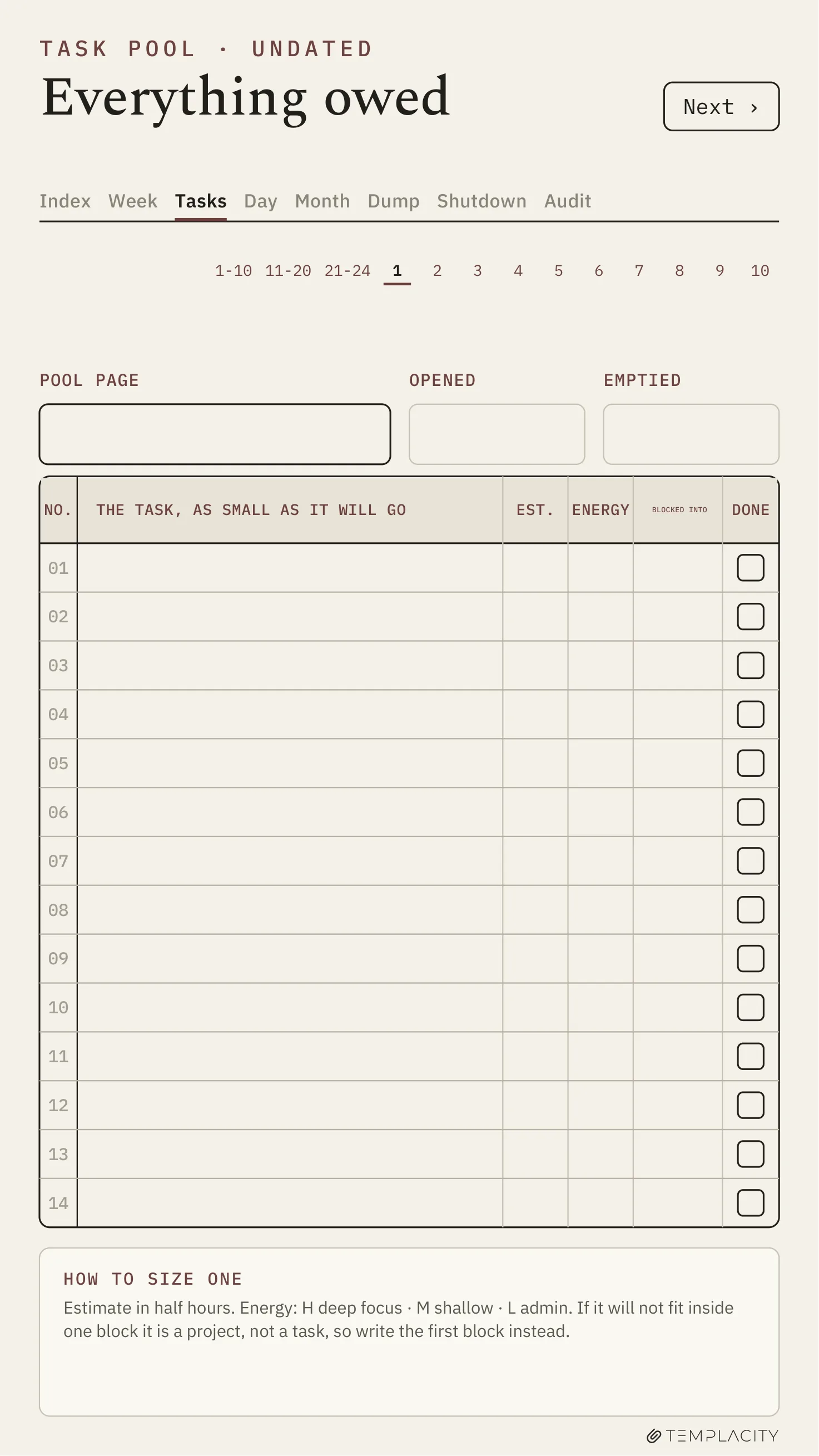 The Planner · Time Block System reMarkable Paper Pro Move page 8