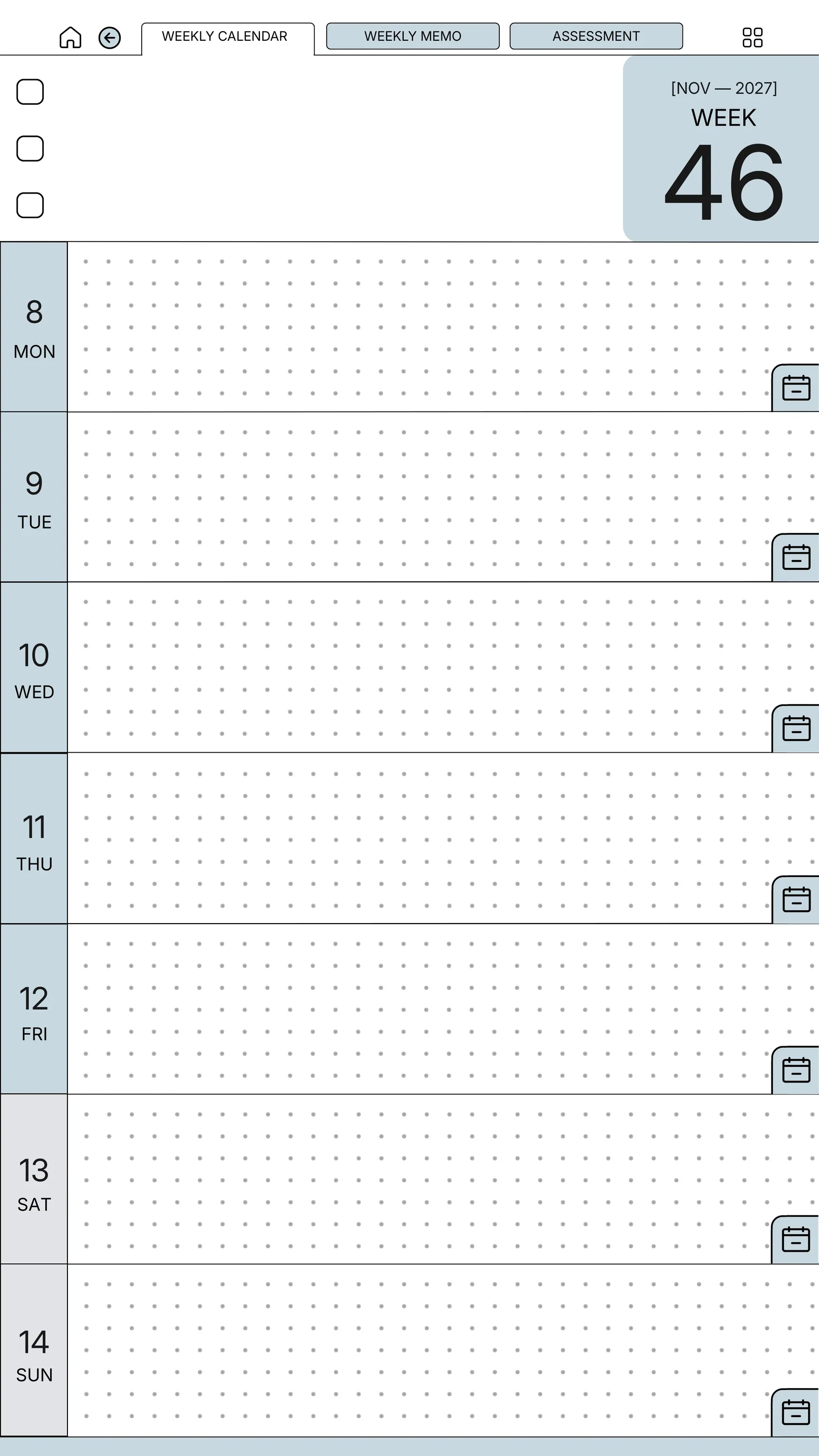 Weekly Planner reMarkable Paper Pro Move — page 3