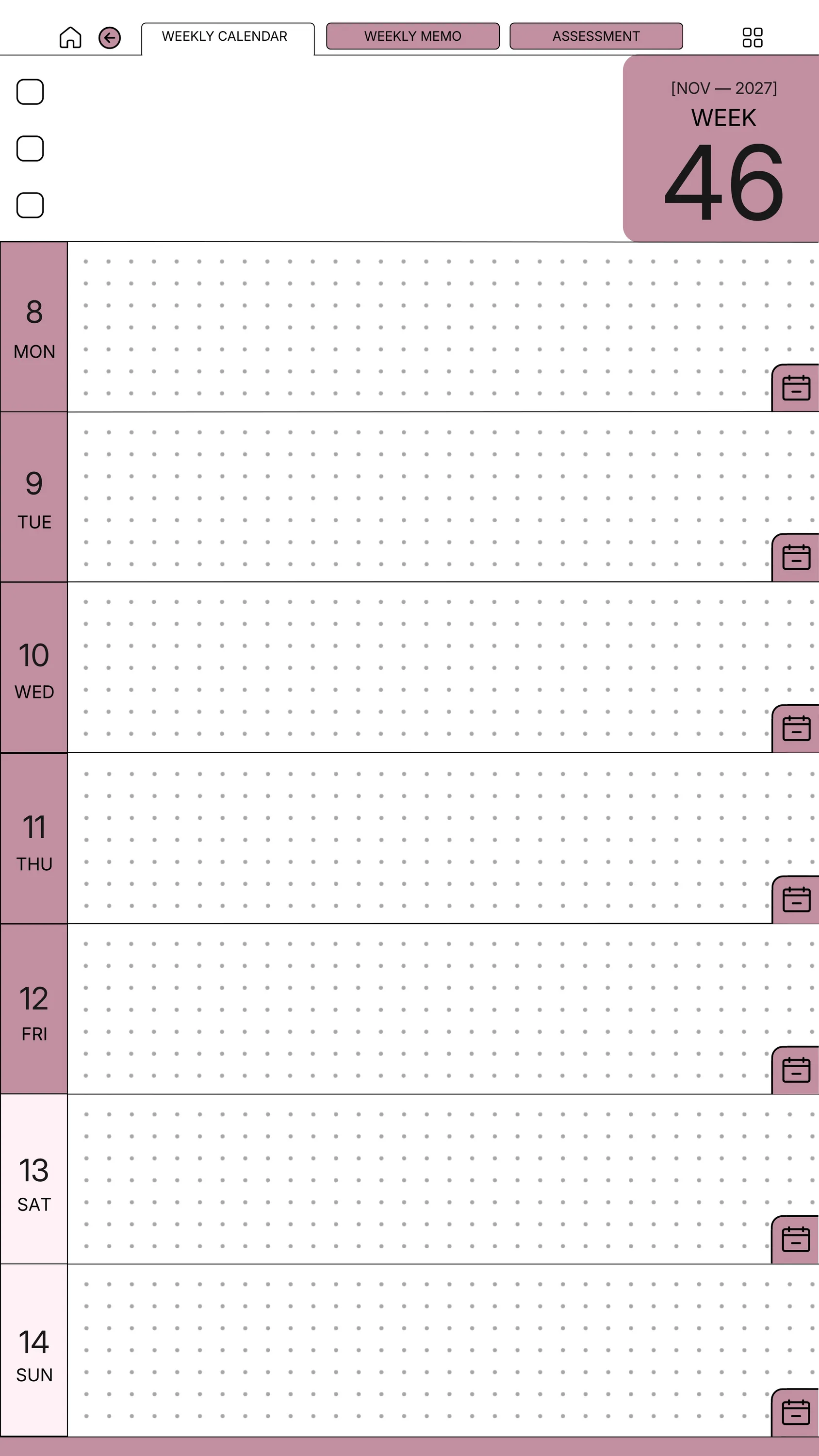 Weekly Planner reMarkable Paper Pro Move — page 3