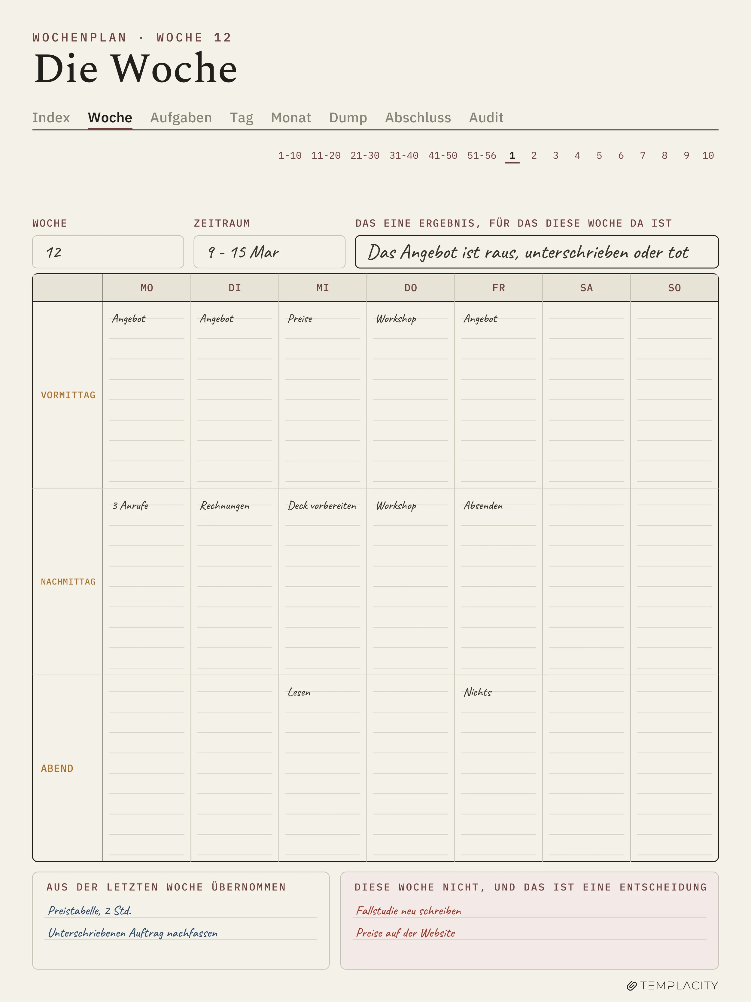 The Planner · Time Block System reMarkable Paper Pro Seite 2