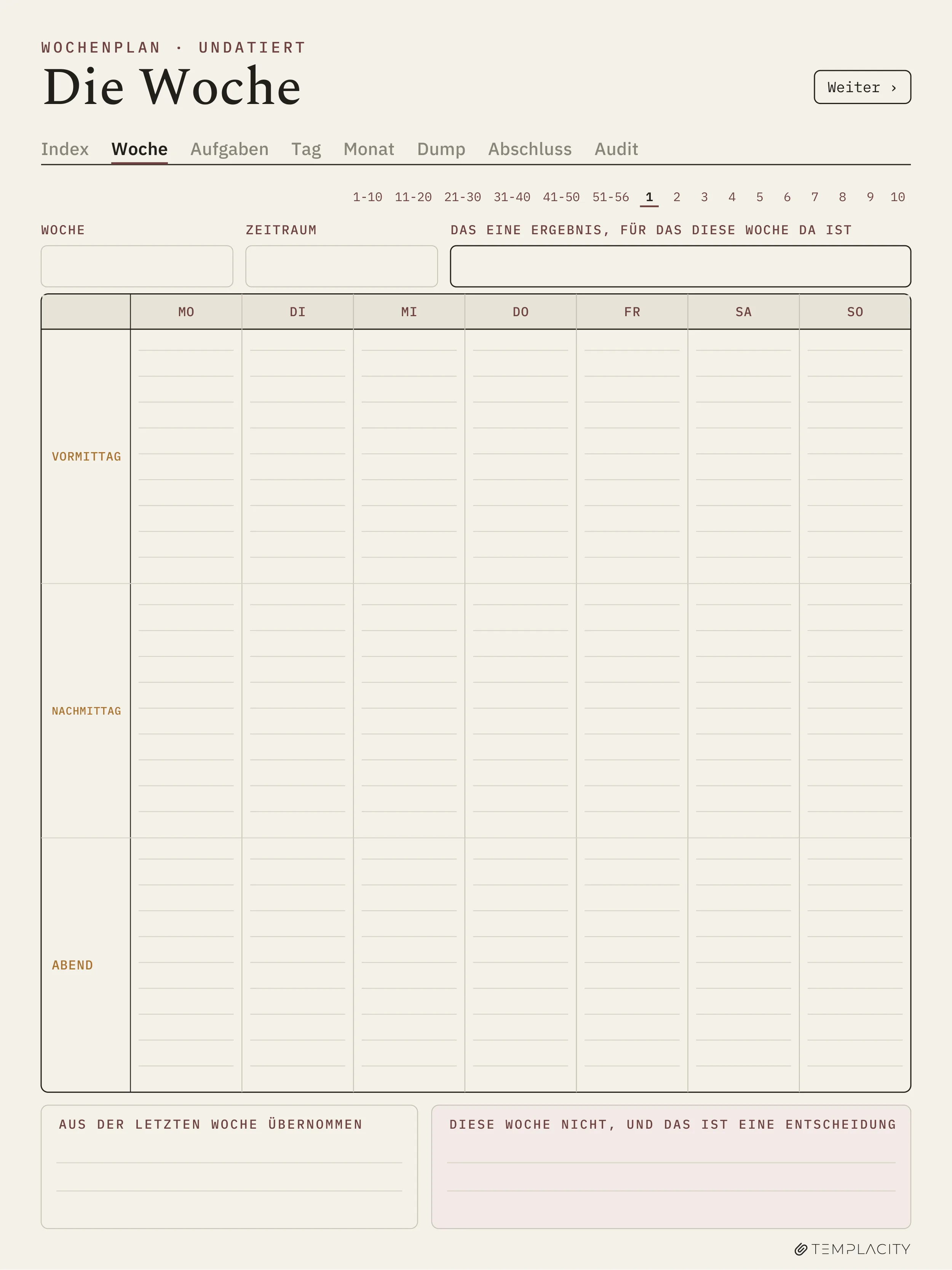 The Planner · Time Block System reMarkable Paper Pro Seite 7